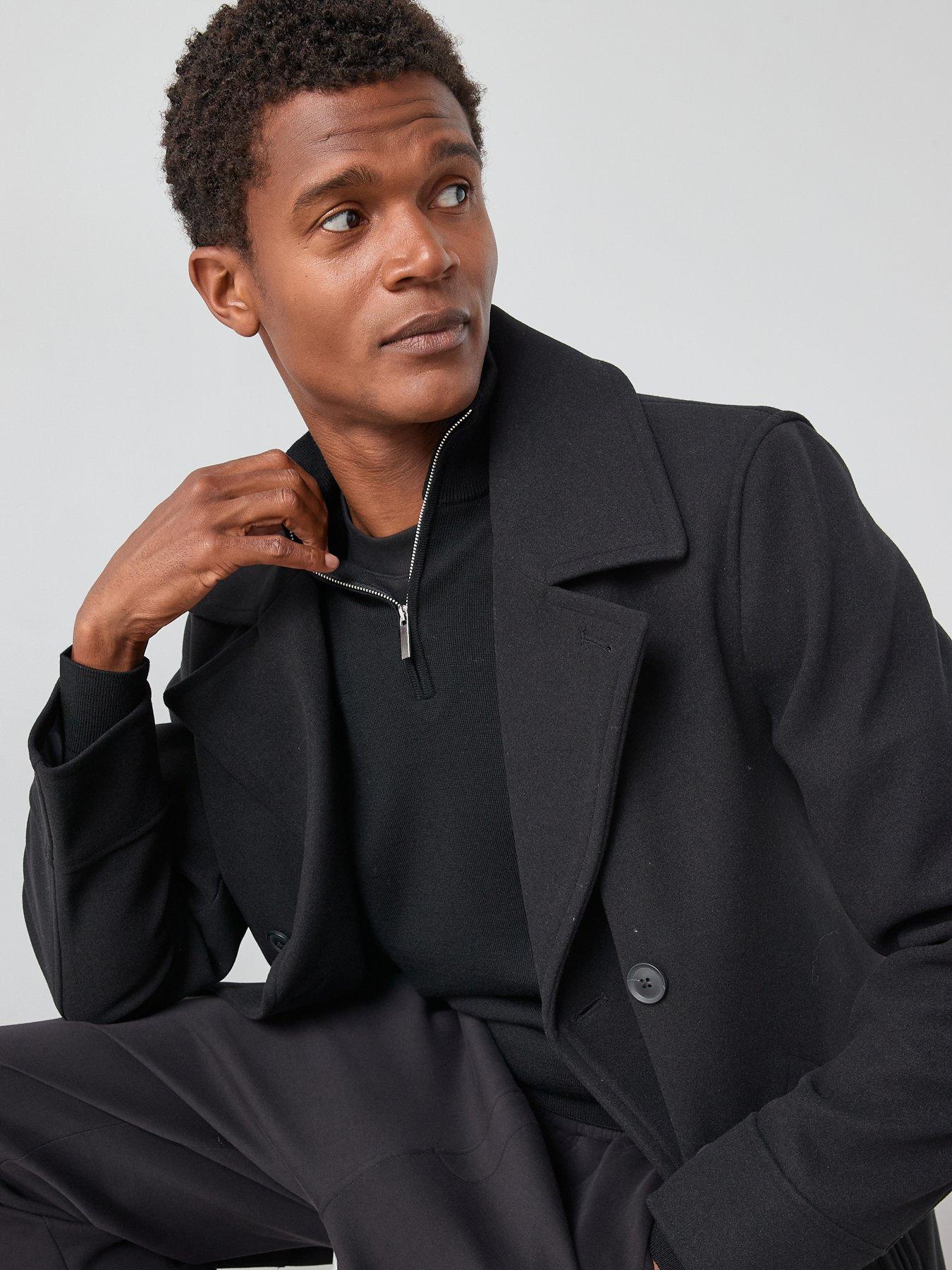 Image 6 of 6 of The Very Collection Double Breasted Peacoat - Black