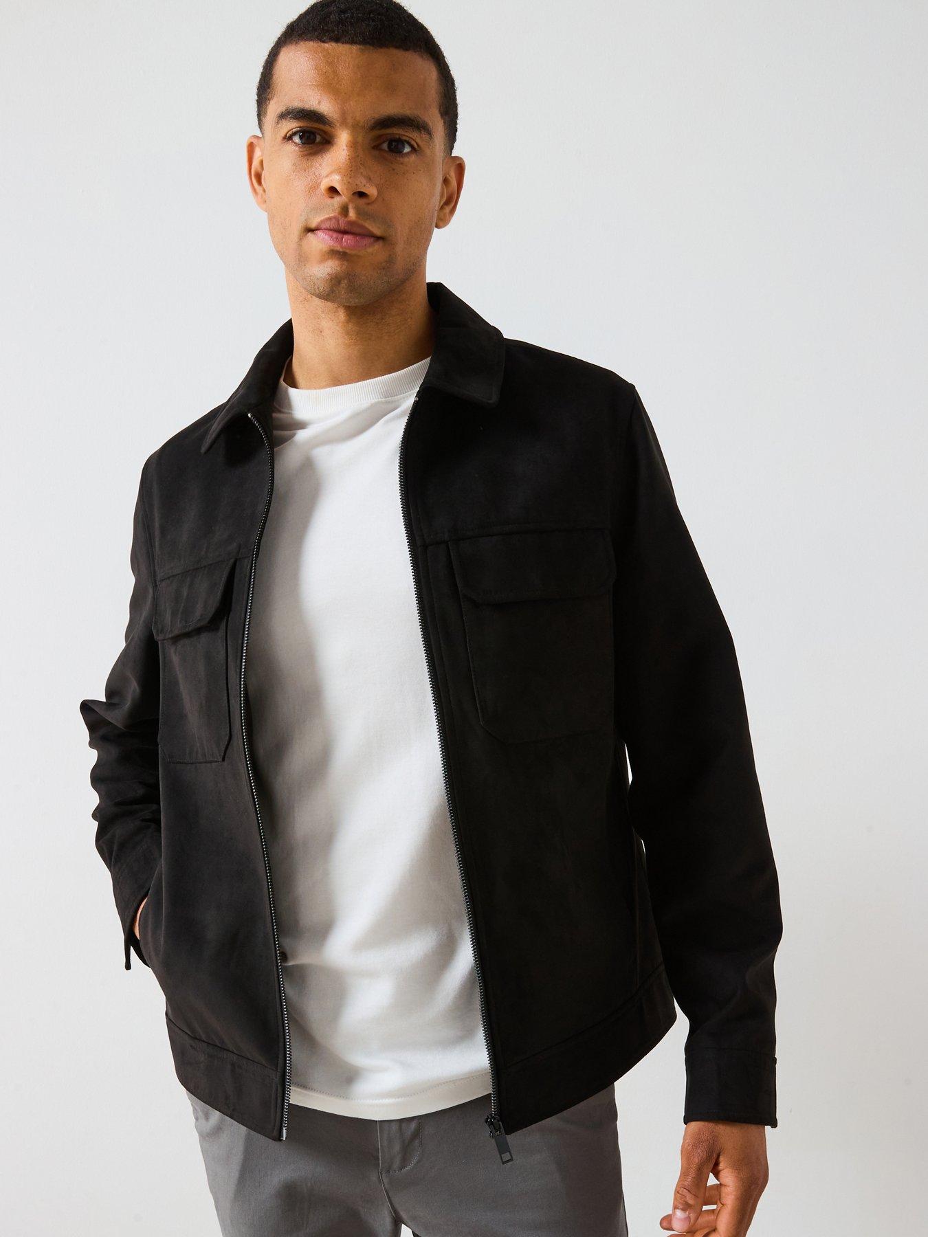 Image 1 of 6 of Very Man Suede Look Zip Harrington - Black