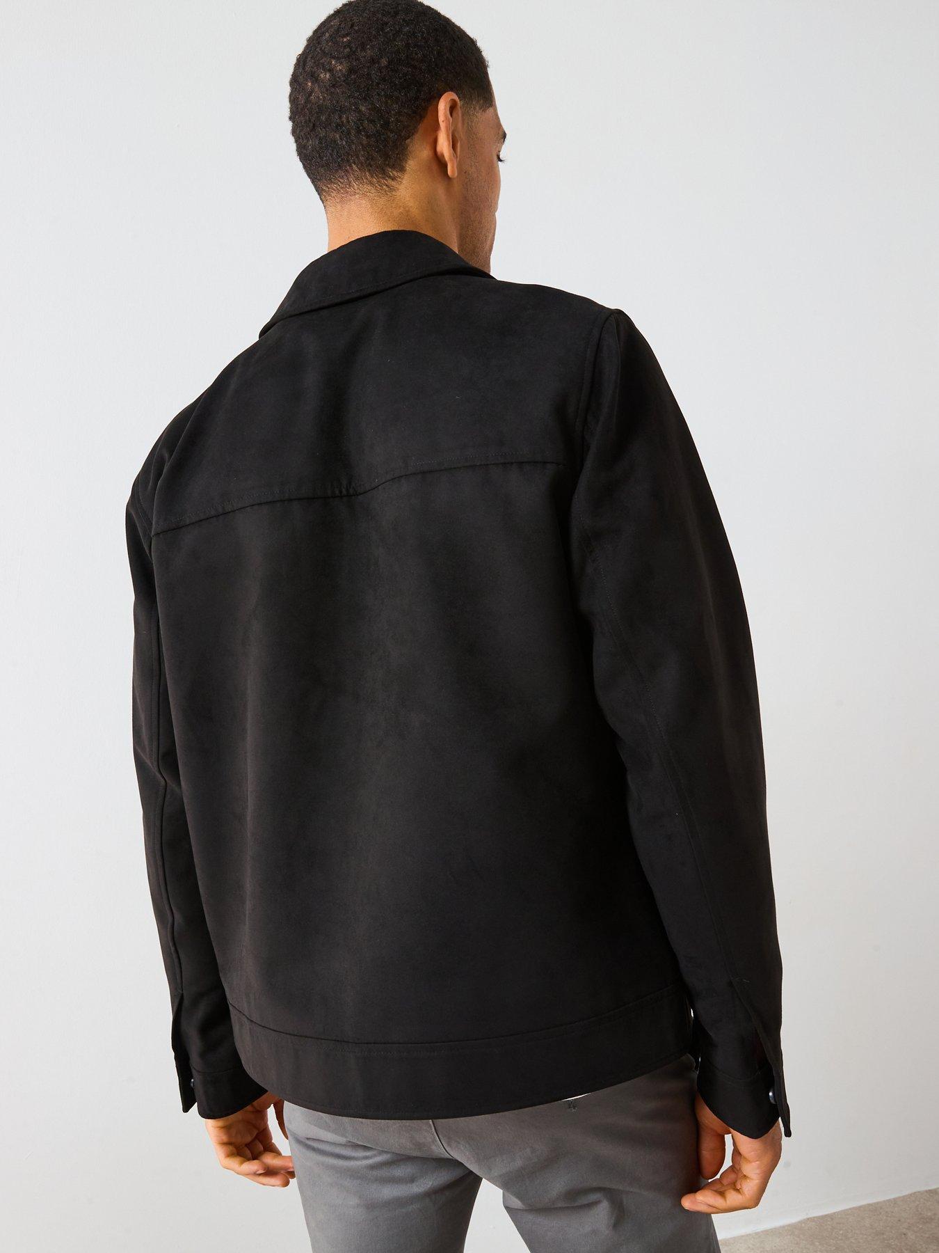Image 2 of 6 of Very Man Suede Look Zip Harrington - Black