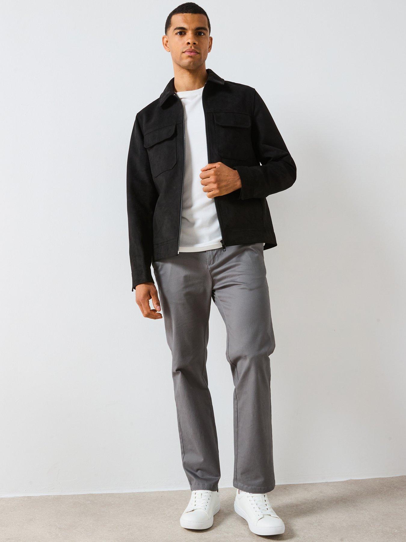 Image 3 of 6 of Very Man Suede Look Zip Harrington - Black