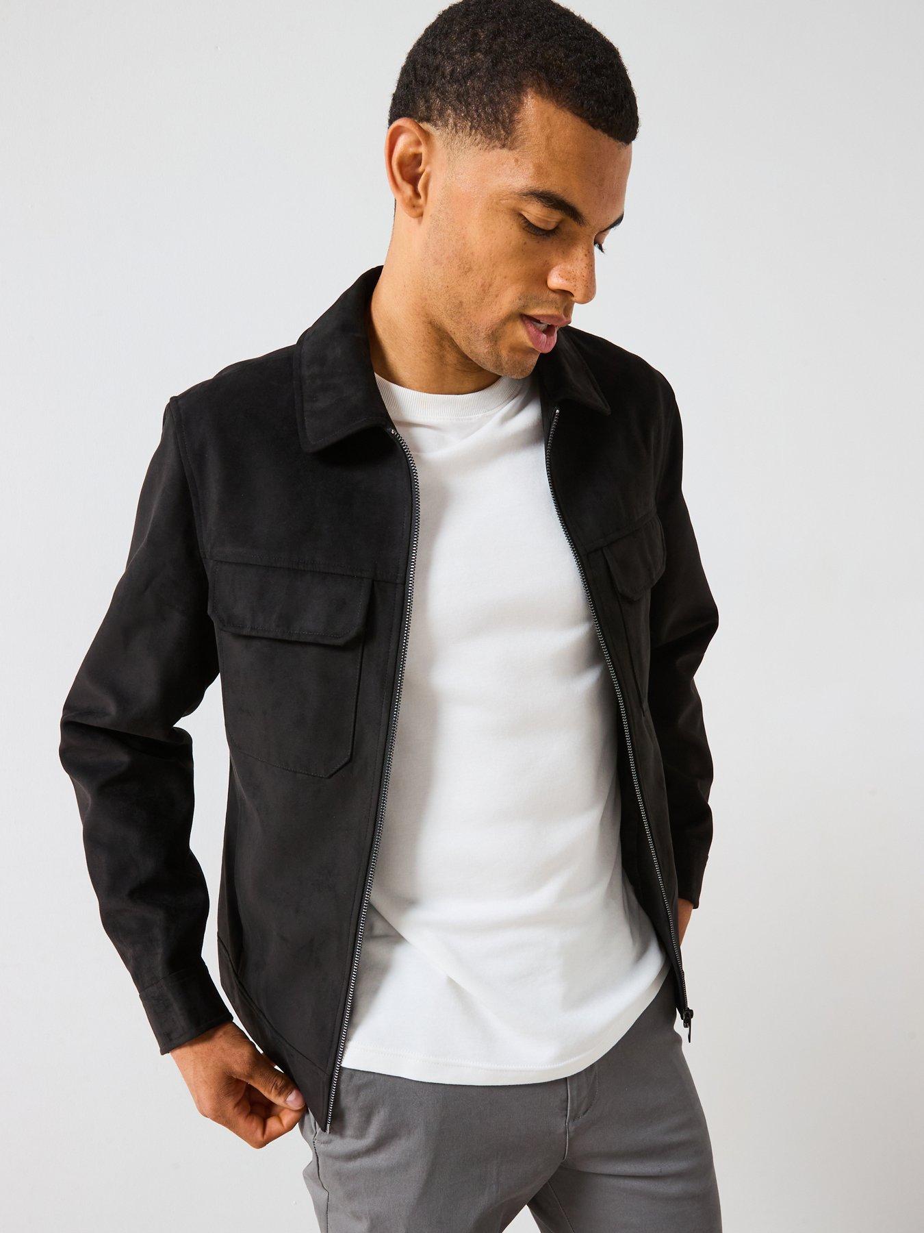 Image 5 of 6 of Very Man Suede Look Zip Harrington - Black