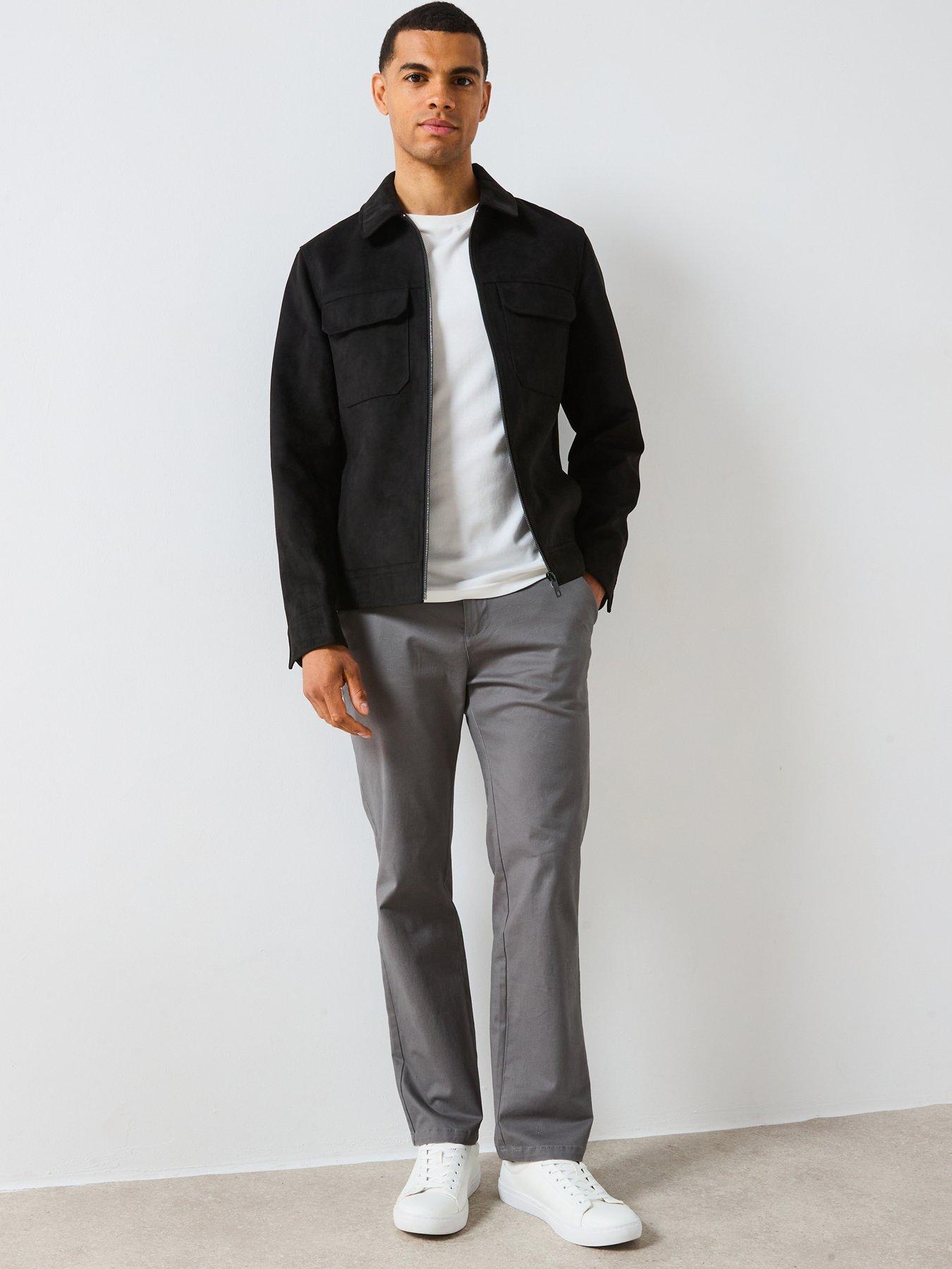 Image 6 of 6 of Very Man Suede Look Zip Harrington - Black