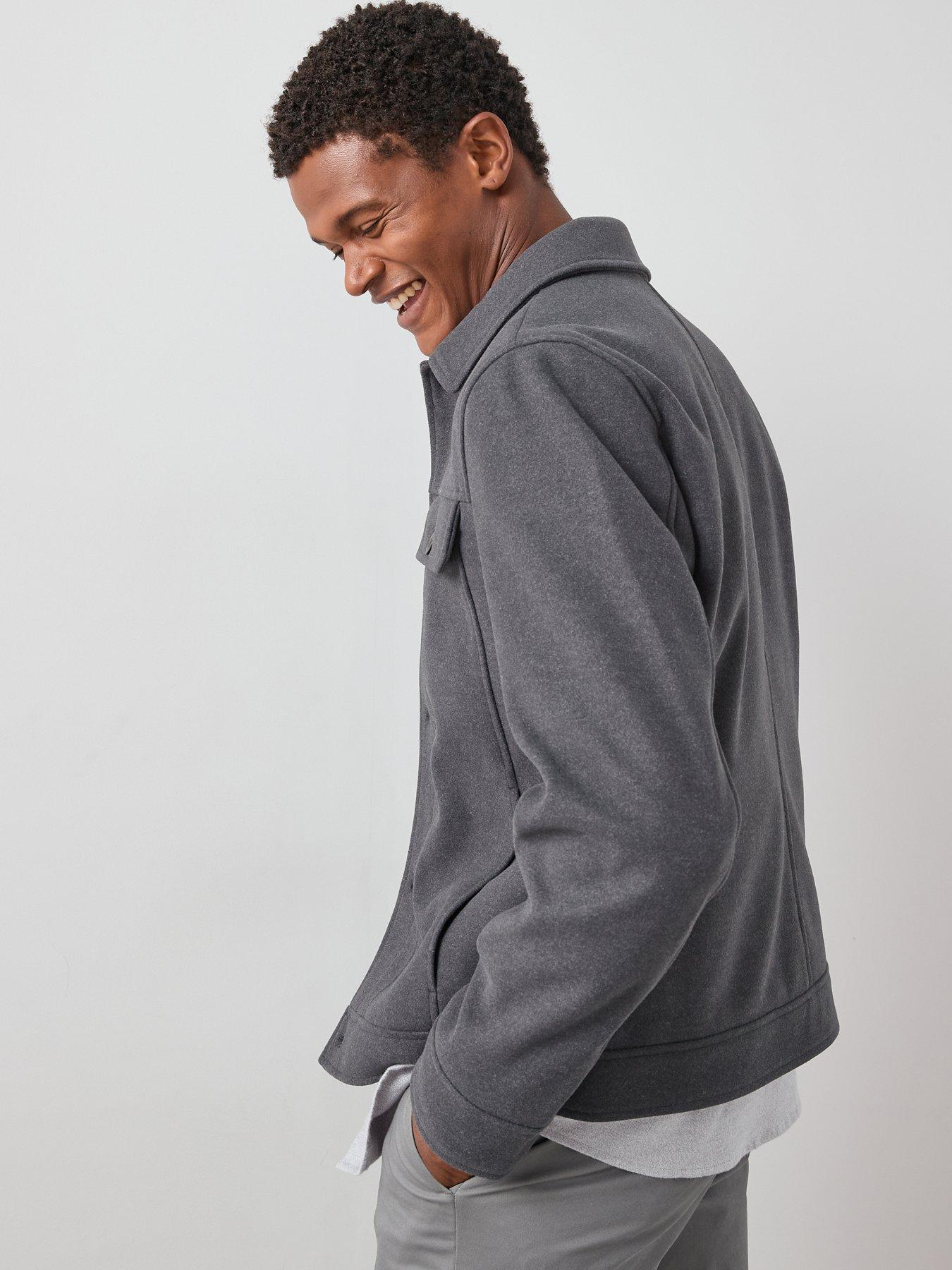 Image 2 of 7 of The Very Collection Faux Wool Collared Jacket - Grey