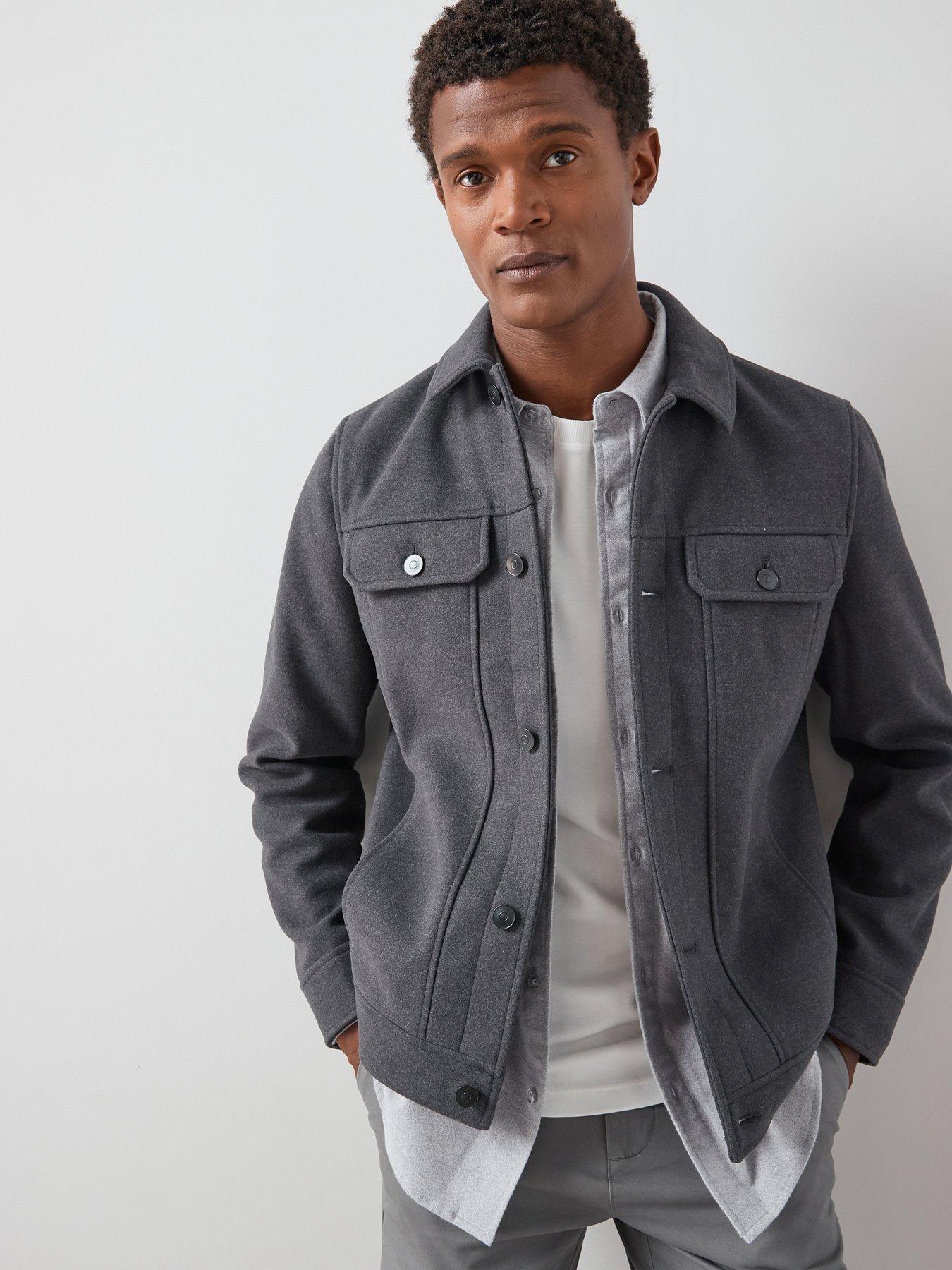 Image 5 of 7 of The Very Collection Faux Wool Collared Jacket - Grey