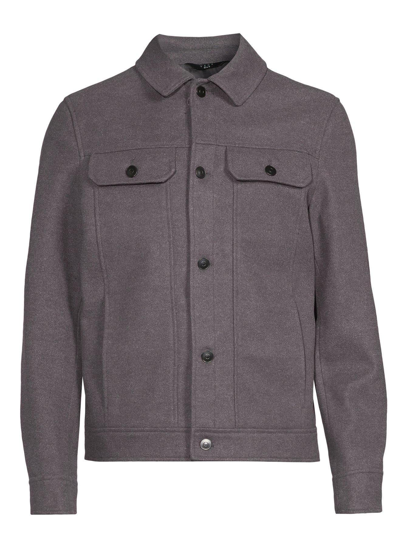 Image 7 of 7 of The Very Collection Faux Wool Collared Jacket - Grey