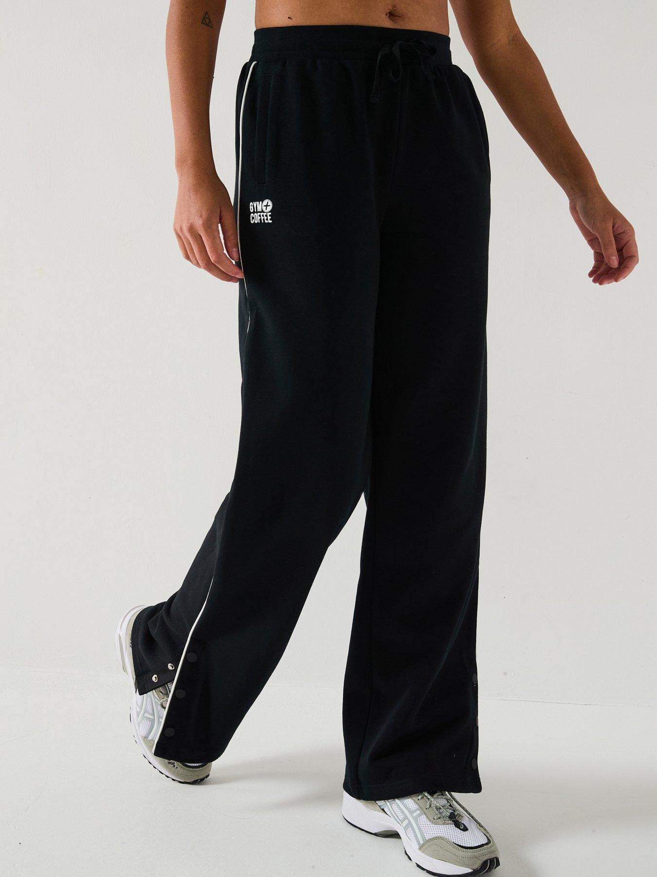 Gym + Coffee Womens Training Snap Joggers - Black