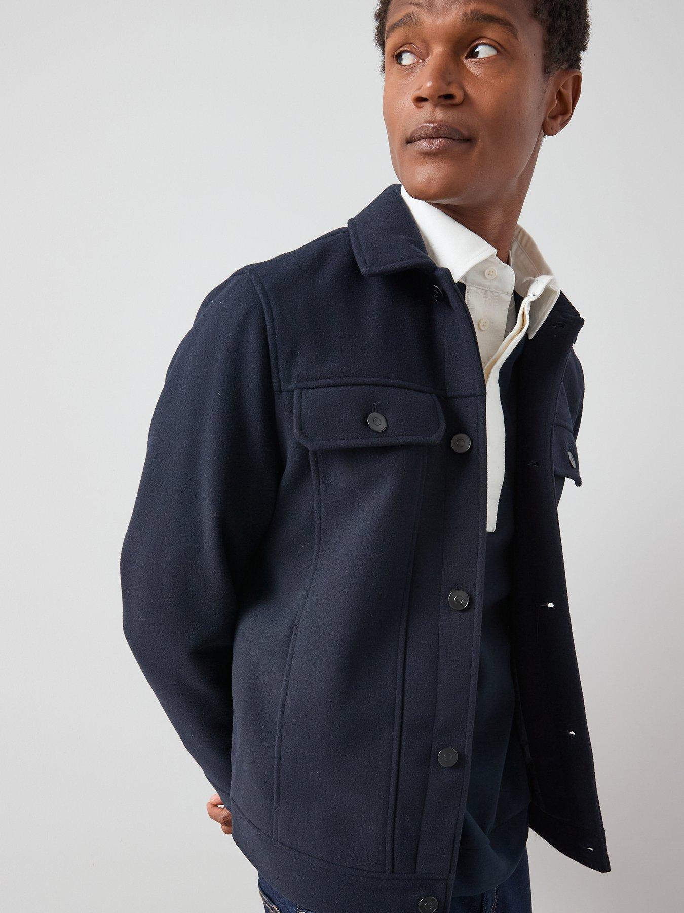 The Very Collection Faux Wool Collared Jacket - Navy