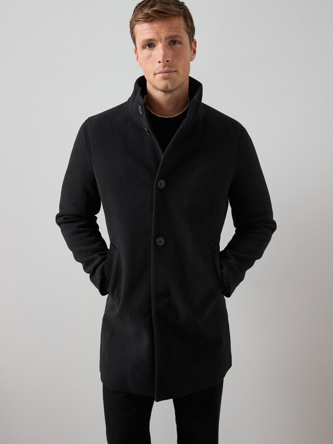 Image 3 of 6 of The Very Collection Funnel Neck Coat - Black