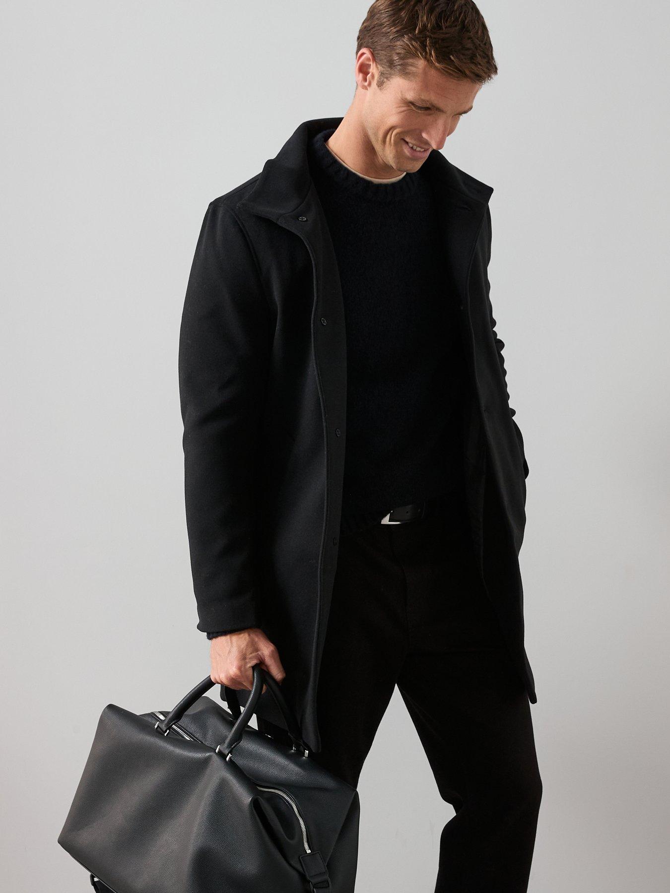 Image 4 of 6 of The Very Collection Funnel Neck Coat - Black