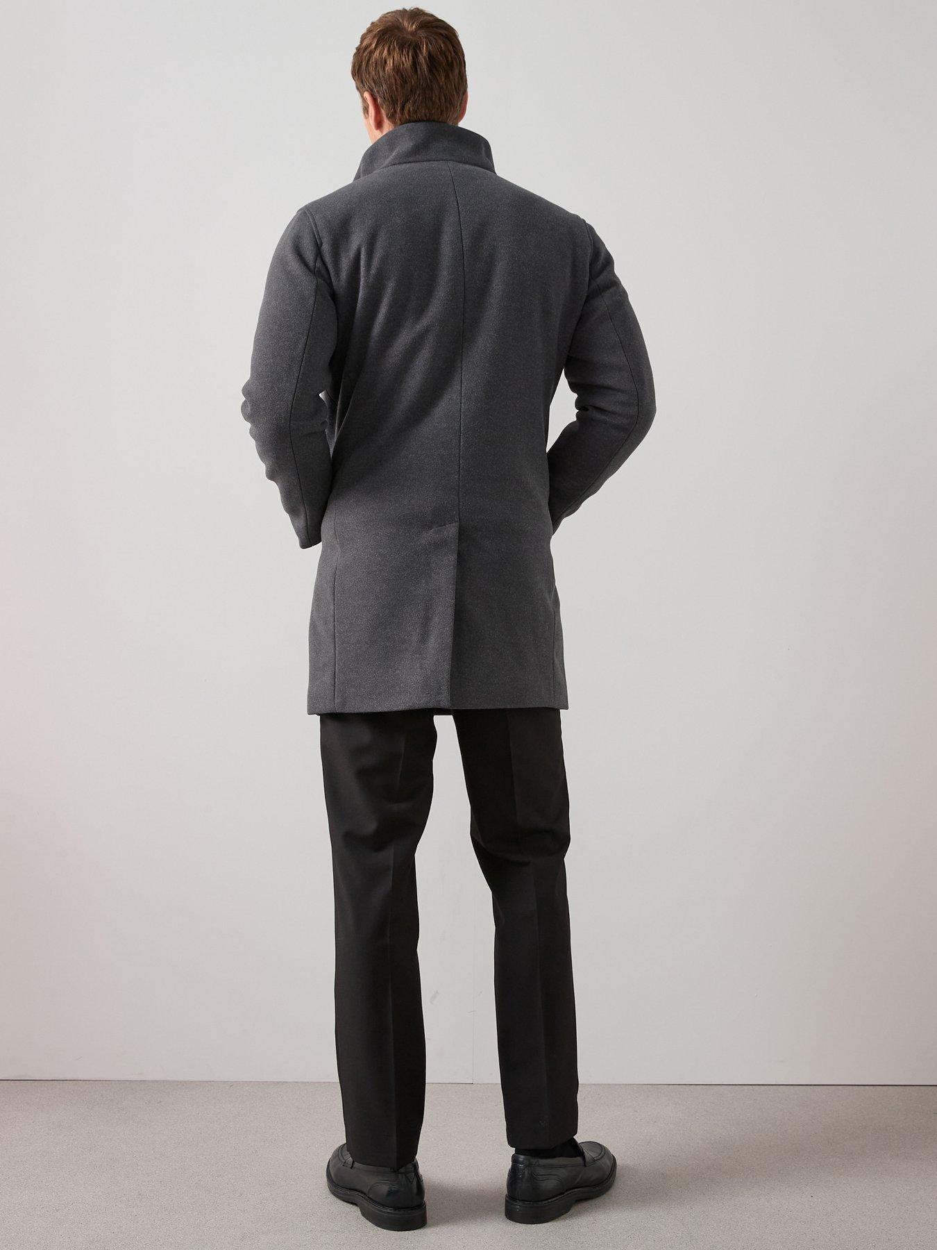 Image 2 of 6 of The Very Collection Funnel Neck Coat - Charcoal