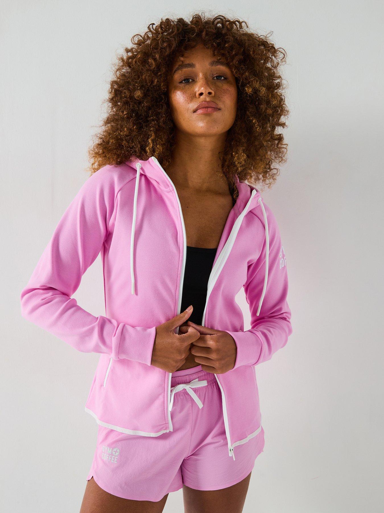 Gym + Coffee Womens Training Chill Zip Hoodie - Pink
