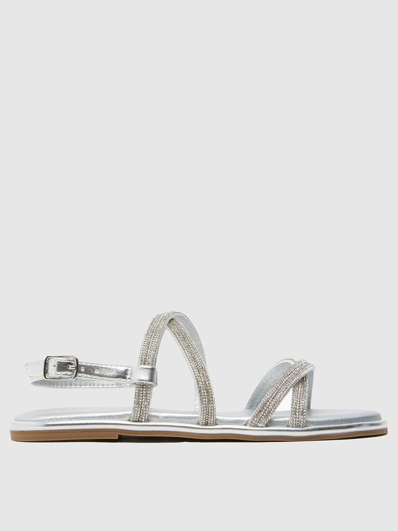 Image 1 of 4 of Schuh Junior Tevy Embellished Sandals - Silver