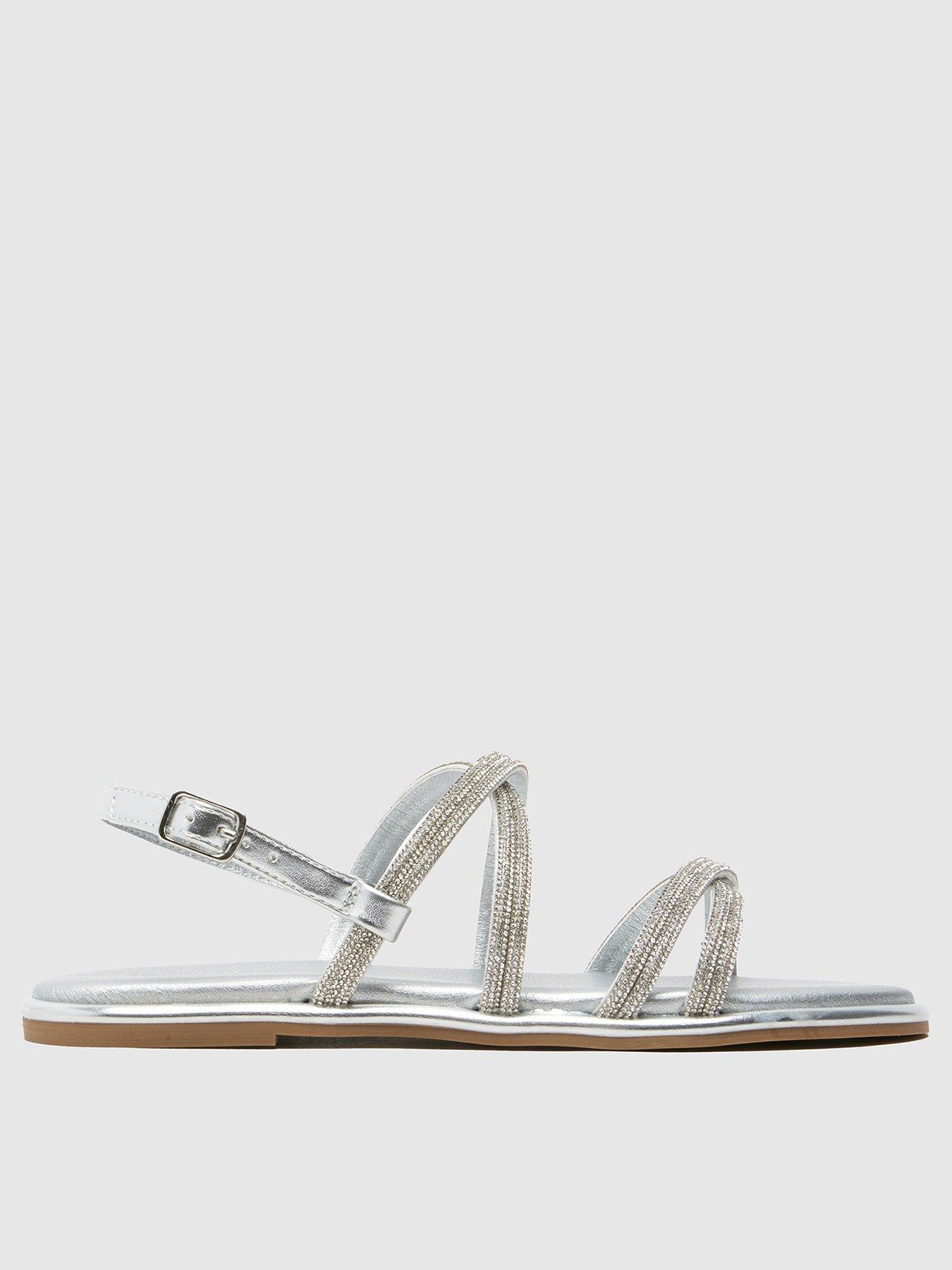 Image 1 of 4 of Schuh Youth Tevy Embellished Sandals - Silver