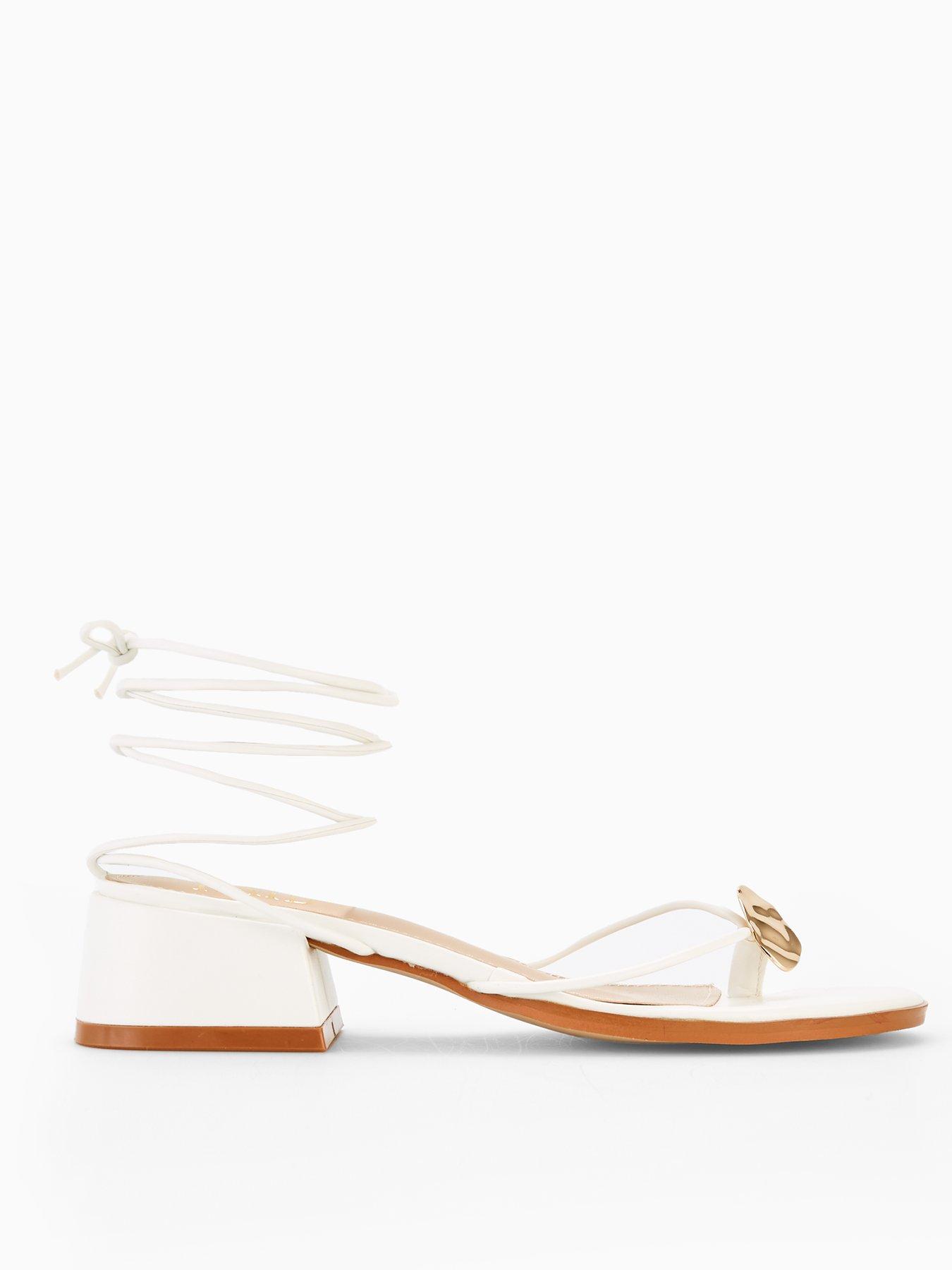 Raid Jenny Block Heel Gold Detail Sandal - White