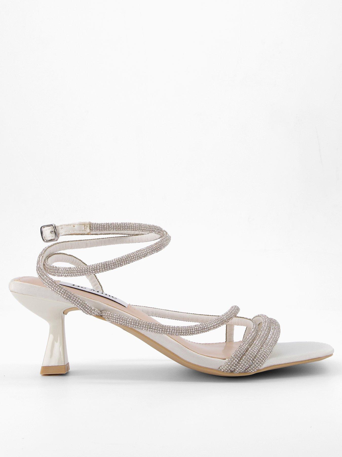 Raid Easha Embellished Strappy Satin Heels - White