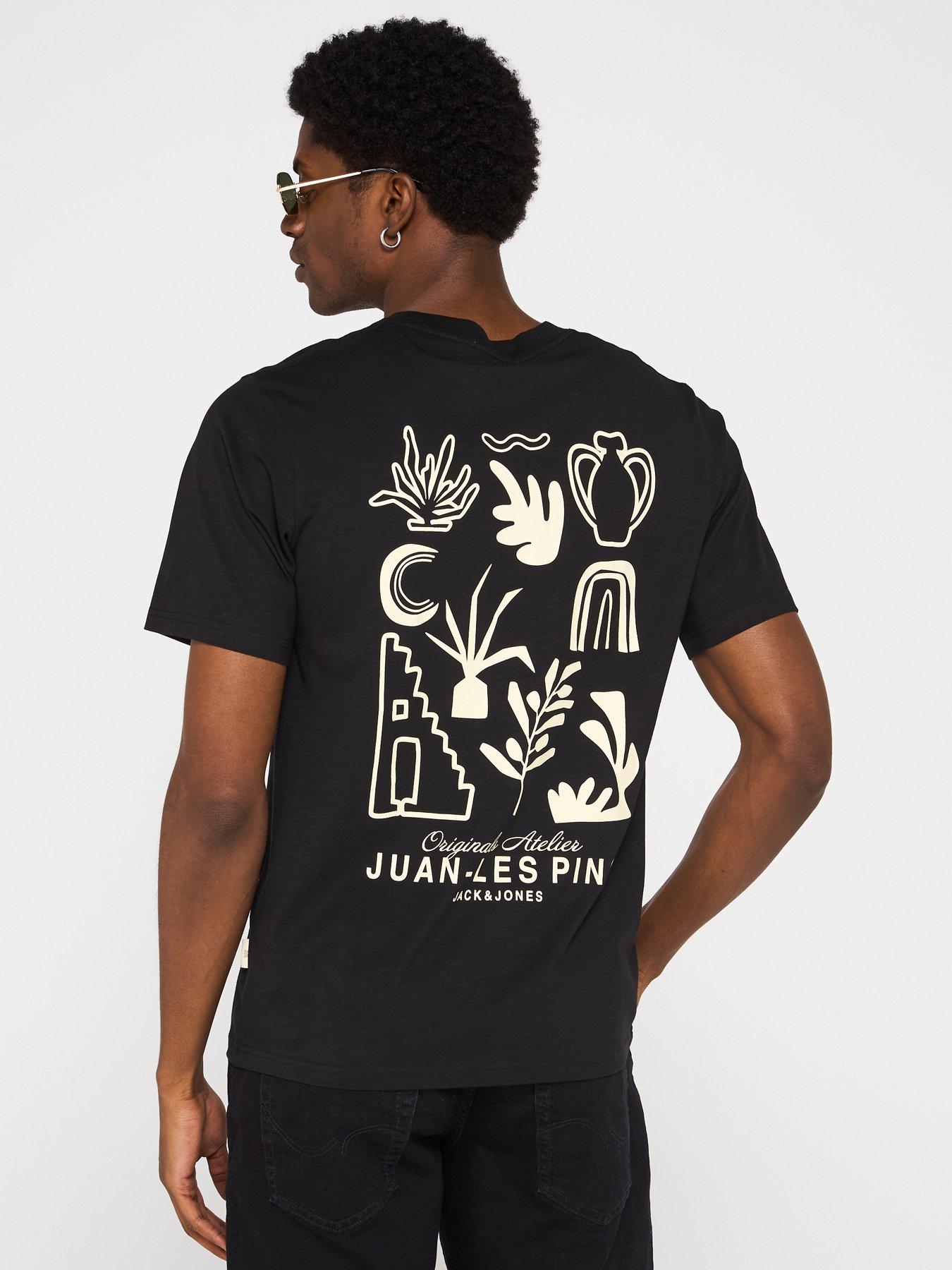 Image 1 of 4 of Jack & Jones Canguu Slub Element Back Short Sleeve T-Shirt - Black