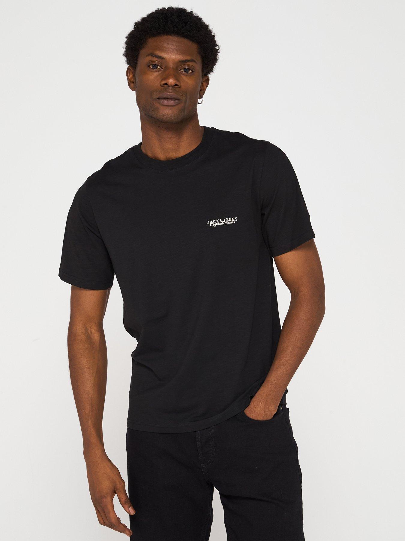 Image 2 of 4 of Jack & Jones Canguu Slub Element Back Short Sleeve T-Shirt - Black