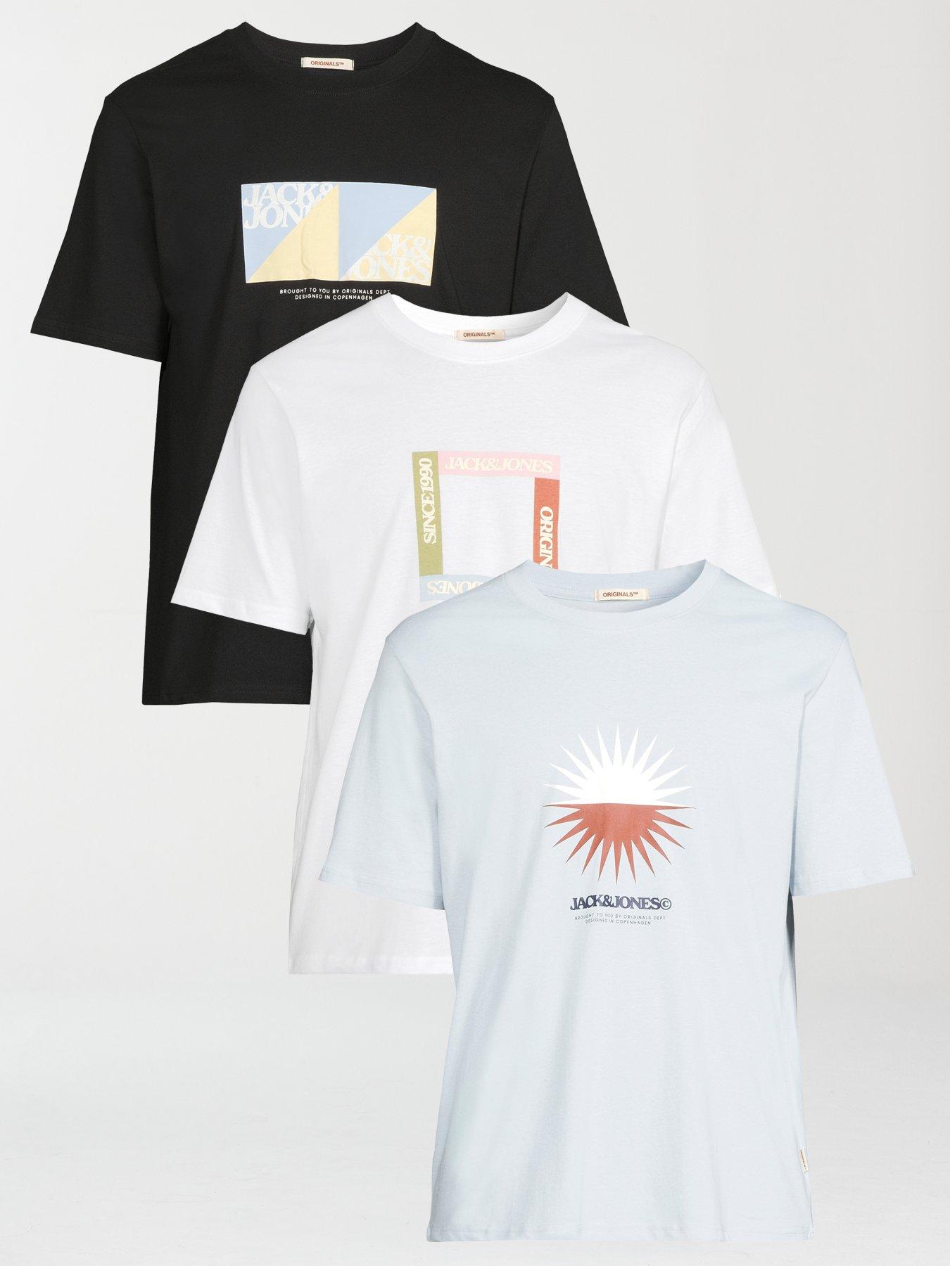 Image 1 of 7 of Jack & Jones Jortavira 3 Pack Short Sleeve T-Shirts - Multi