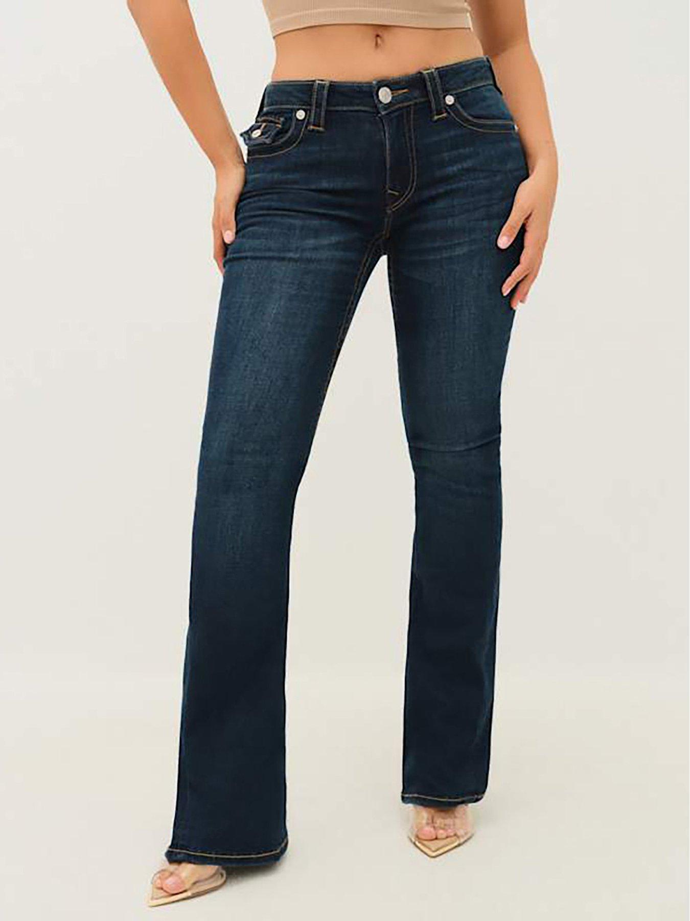 Image 1 of 5 of TRUE RELIGION Joey Midi Rise Flare Jeans - Dark Wash