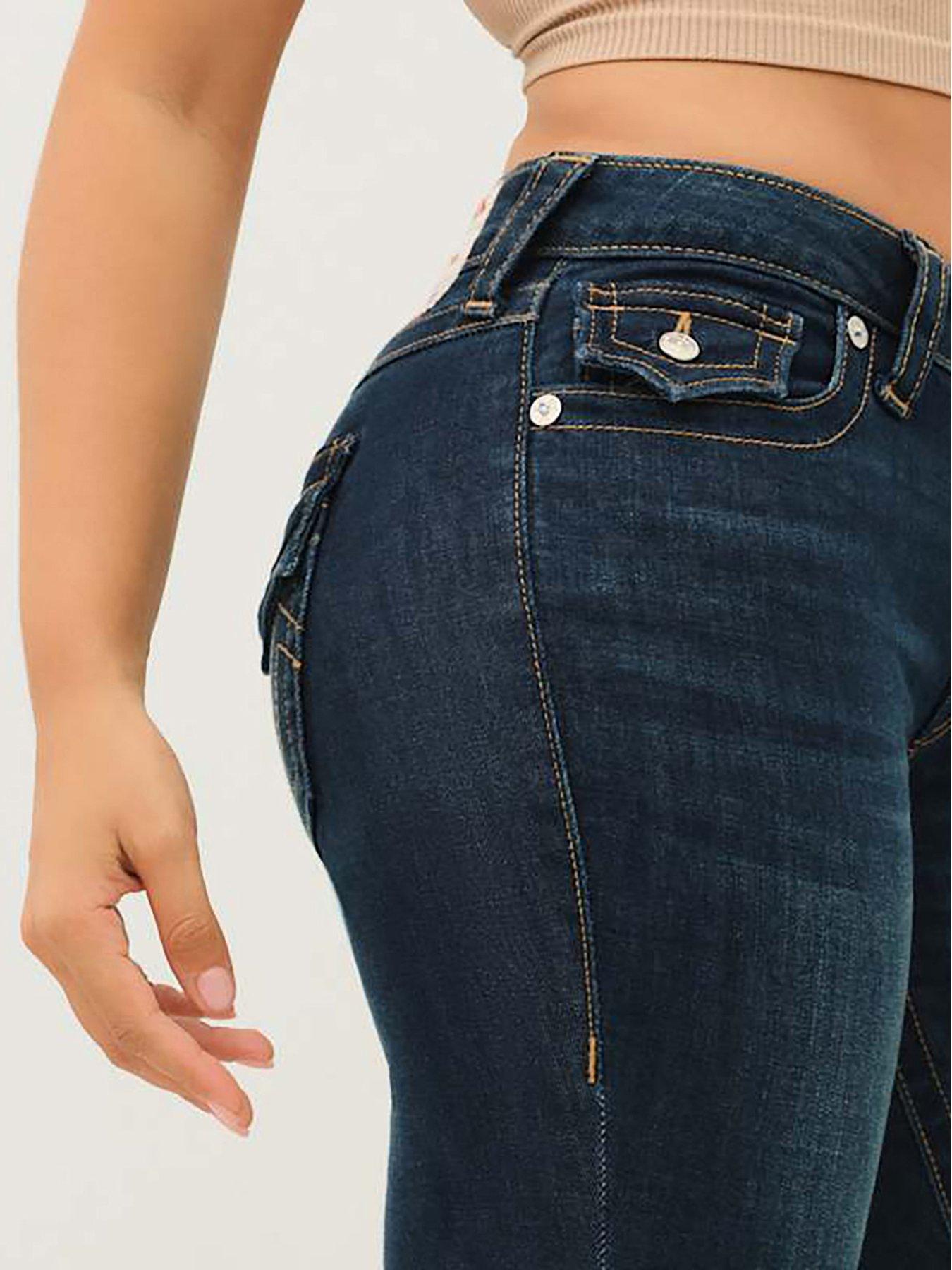 Image 4 of 5 of TRUE RELIGION Joey Midi Rise Flare Jeans - Dark Wash