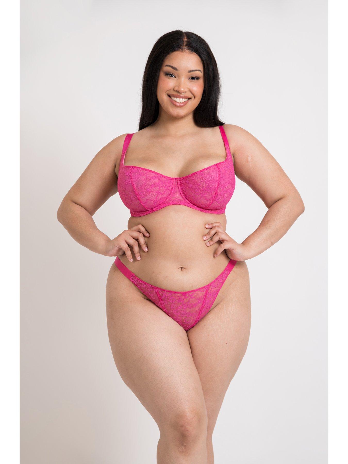 undefined Curvy Kate All Night Lace Scooped Multiway Balcony Bra - Hot Pink/ Blush