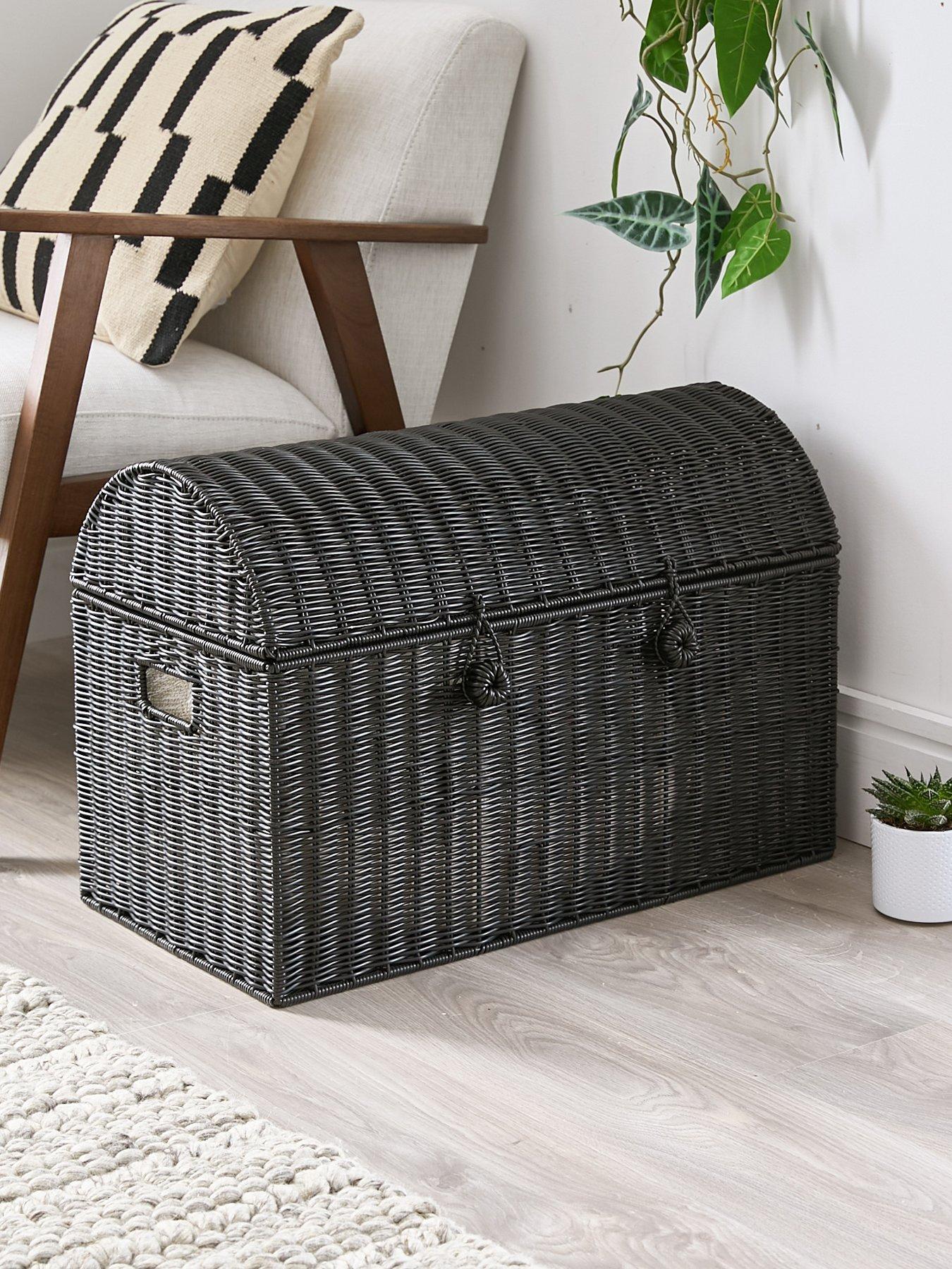 very-home-medium-rattan-storage-chest-black