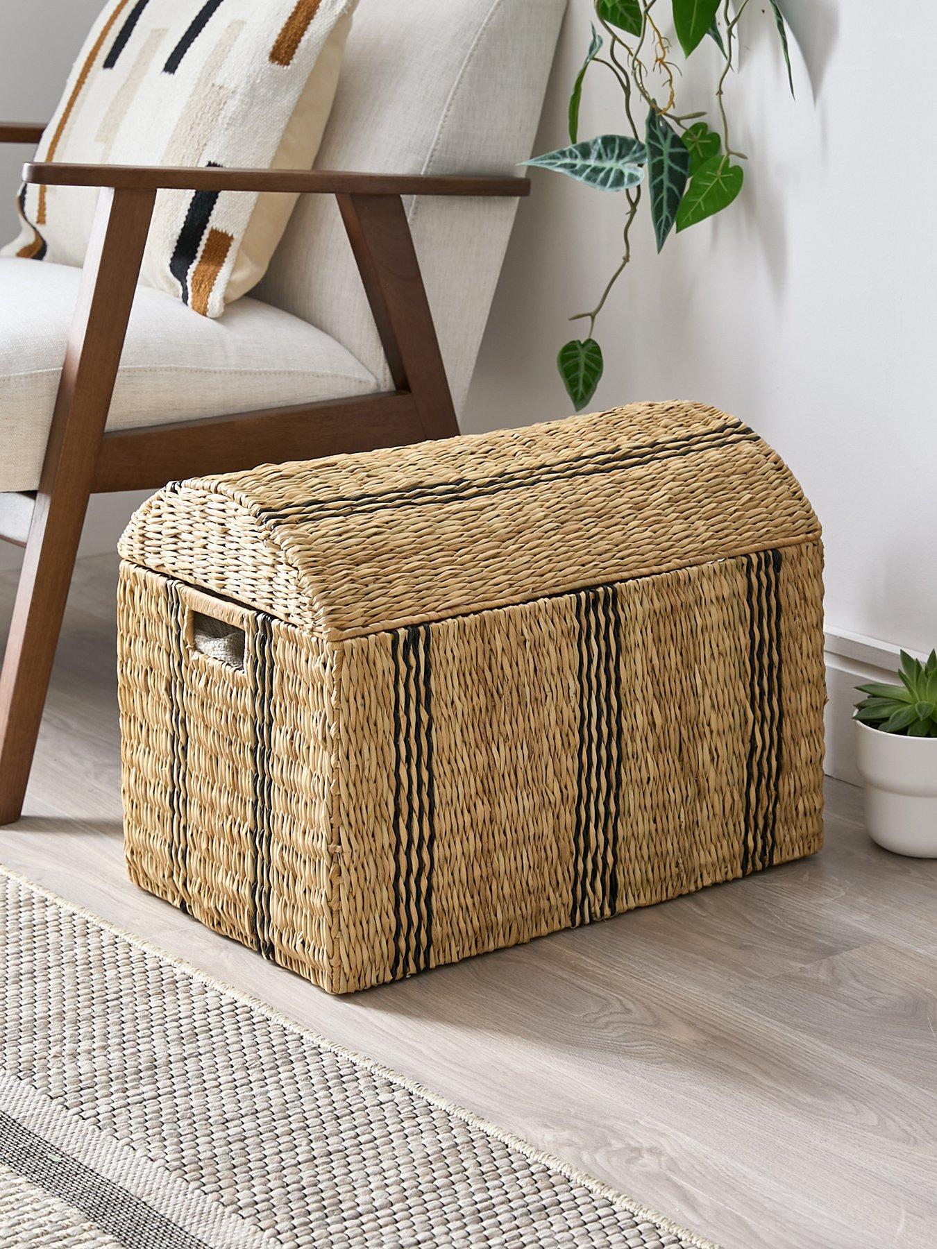Very Home Medium Striped Rattan Storage Chest