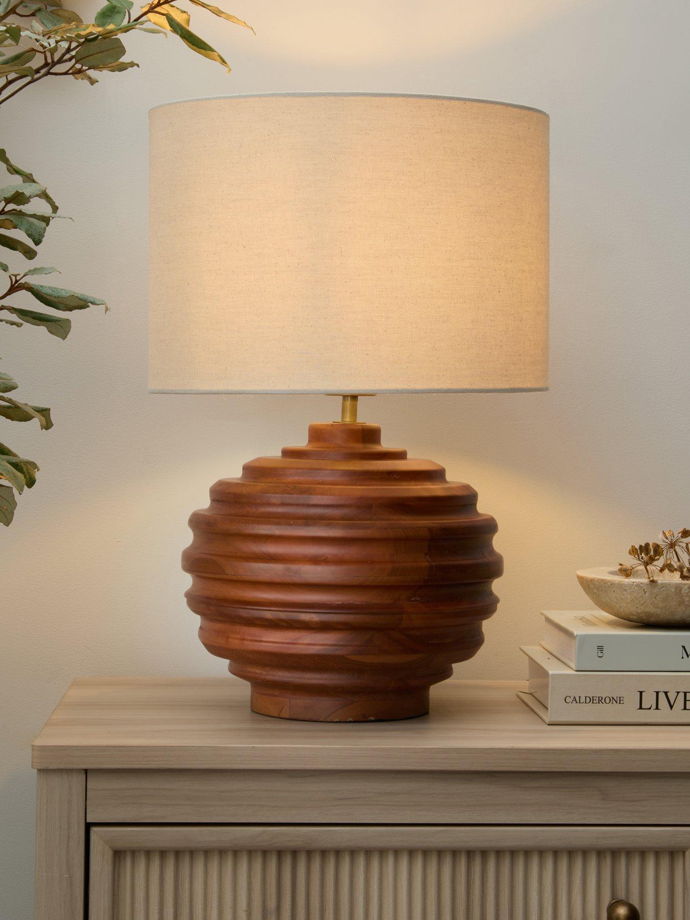 The Very Collection Wood Turned Table Lamp - Walnut