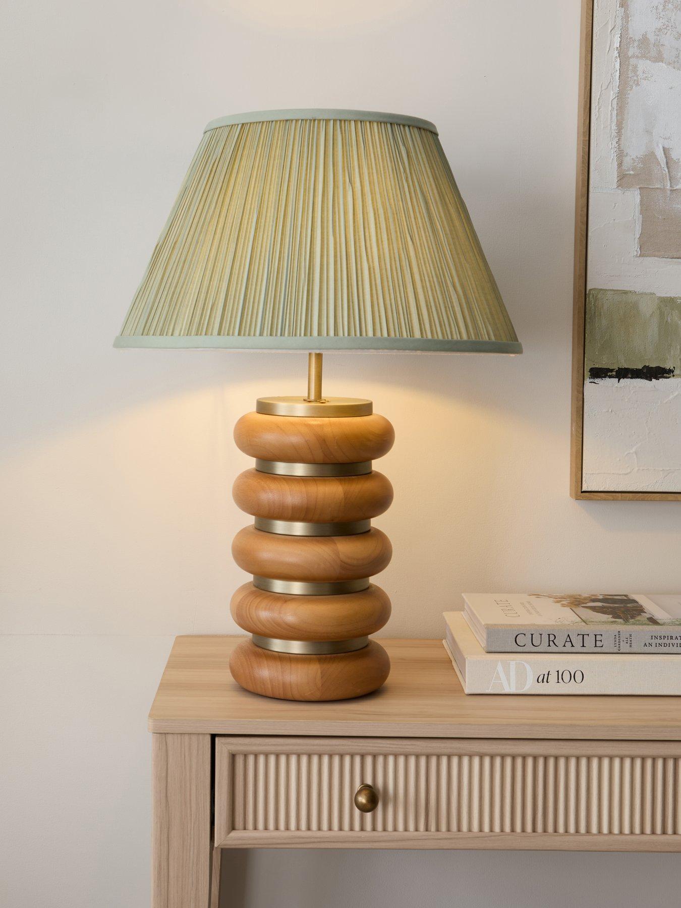 Image 1 of 4 of Michelle Keegan Home MK Ribbed Wooden Table Lamp