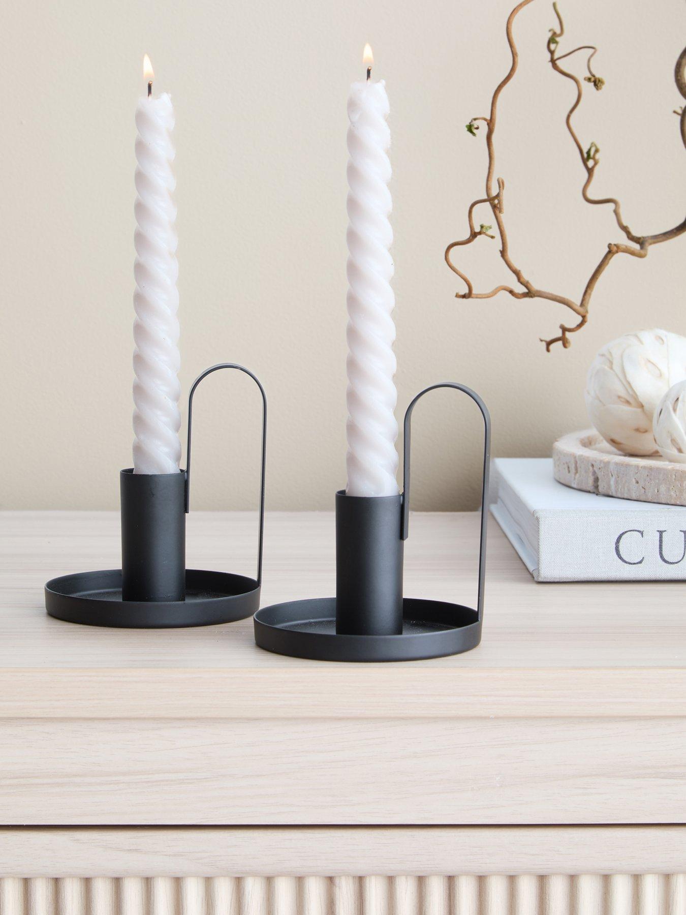 Michelle Keegan Home Mk Set Of 2 Metal Candle Holder in Black