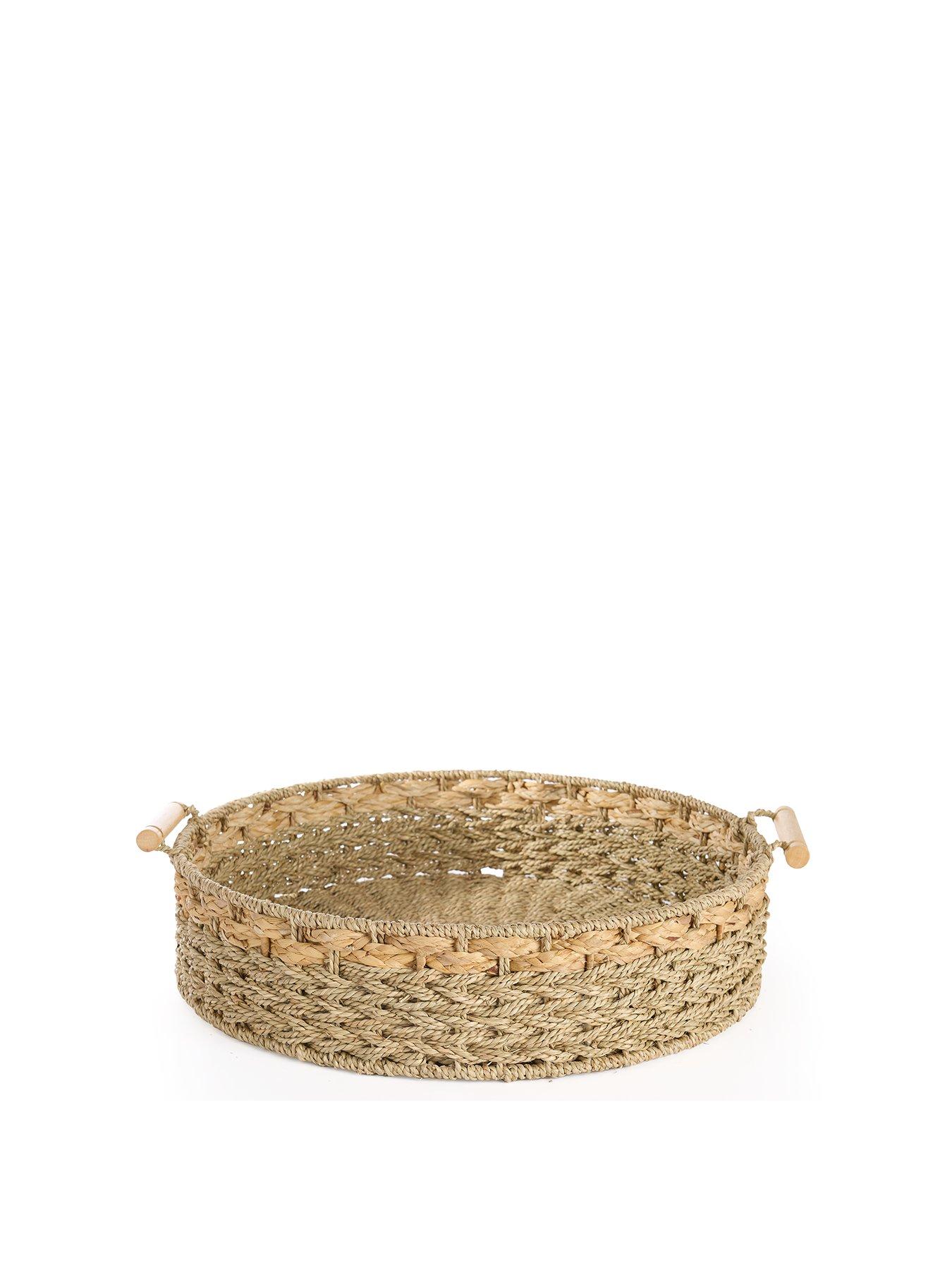 Image 2 of 7 of The Very Collection Large Round Seagrass Tray with Handles 50cm