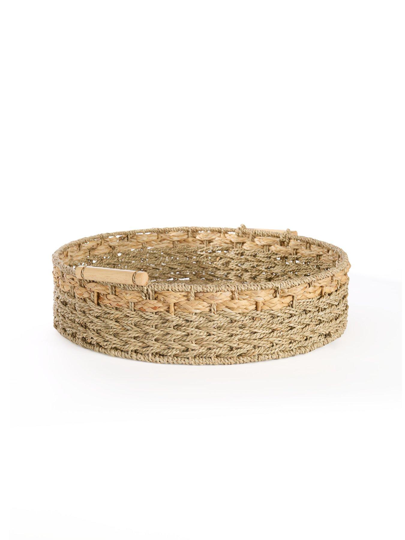 Image 3 of 7 of The Very Collection Large Round Seagrass Tray with Handles 50cm