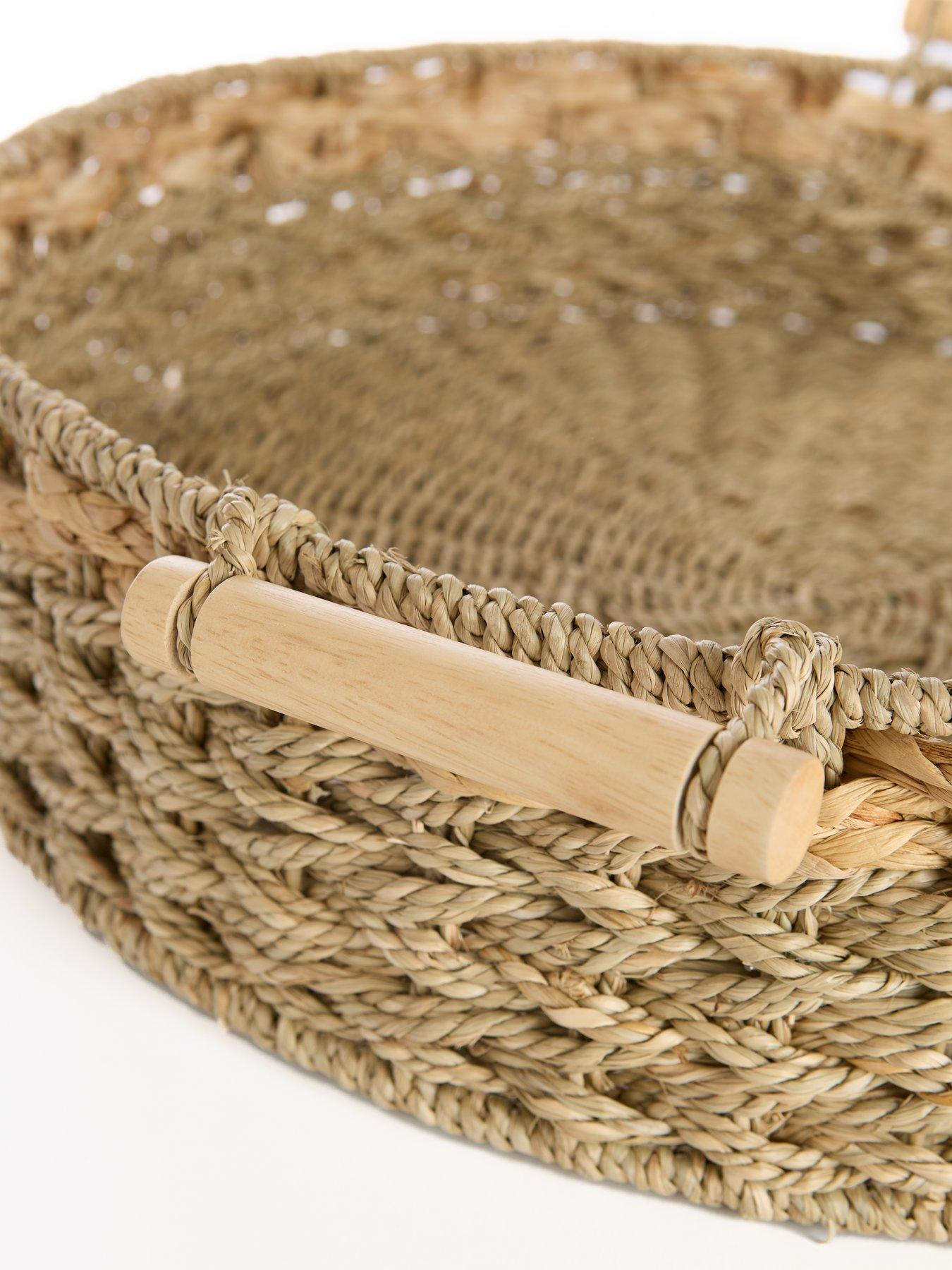 Image 6 of 7 of The Very Collection Large Round Seagrass Tray with Handles 50cm