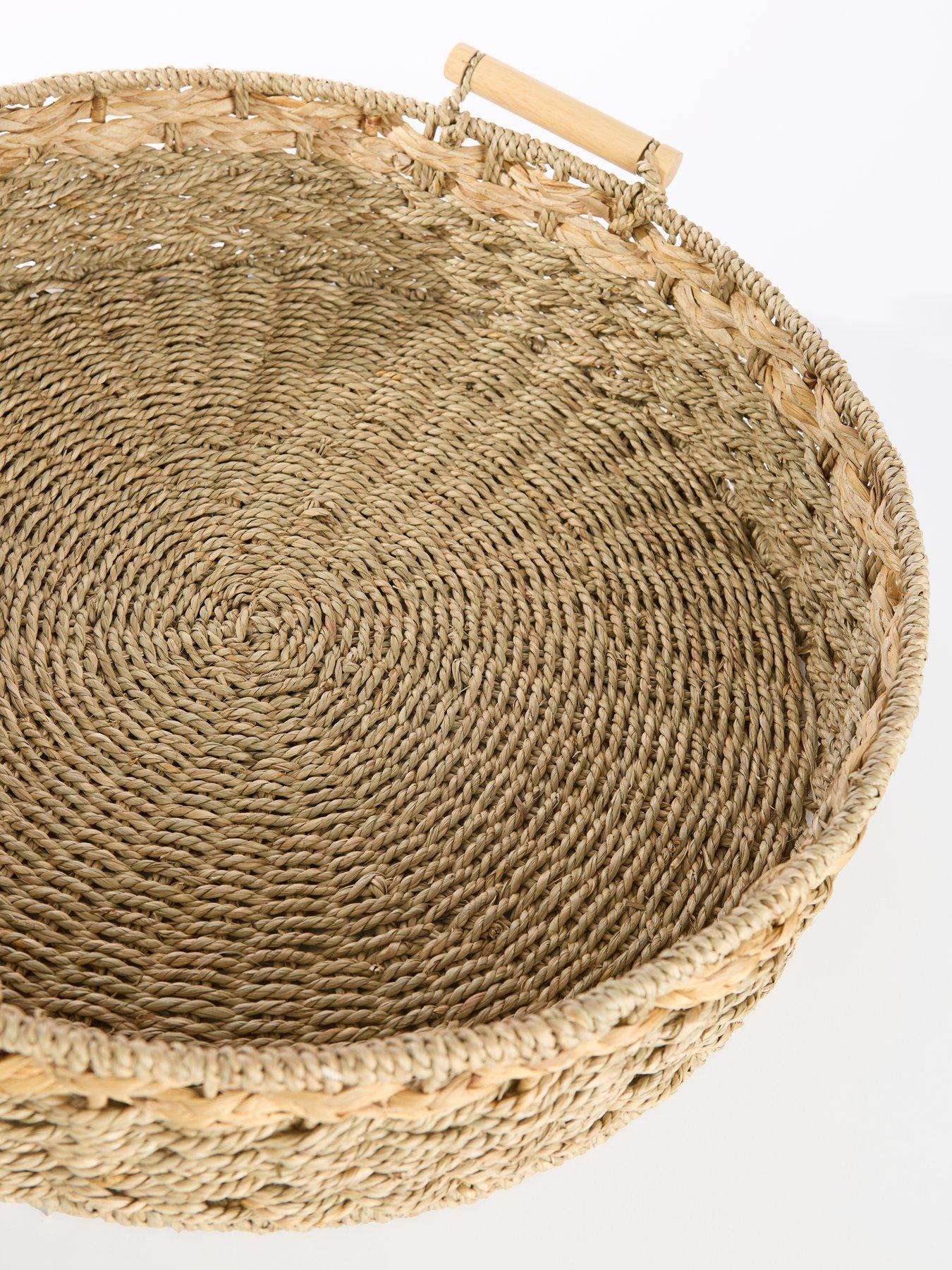 Image 7 of 7 of The Very Collection Large Round Seagrass Tray with Handles 50cm