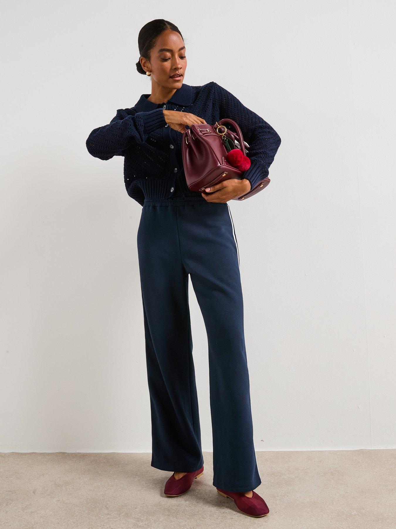Image 3 of 6 of V by Very Open Stitch Collared Cardigan - Navy