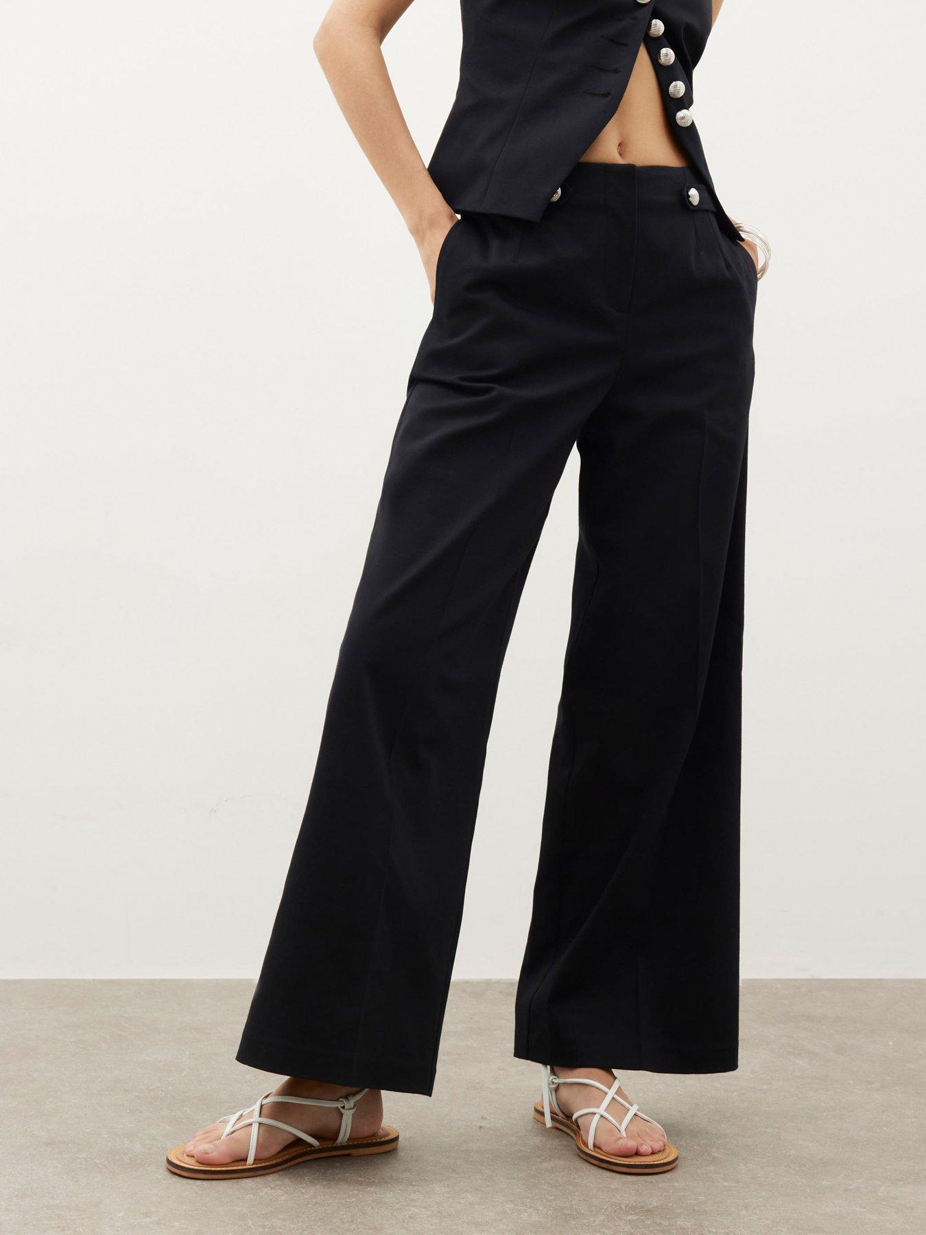 River Island Clean Wide Trouser - Black