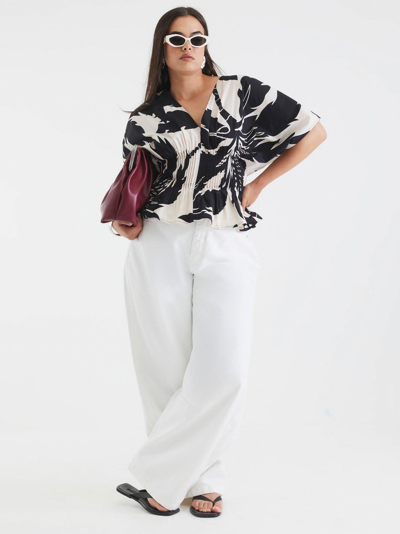 river-island-short-sleeve-poplin-shirred-top-blackback