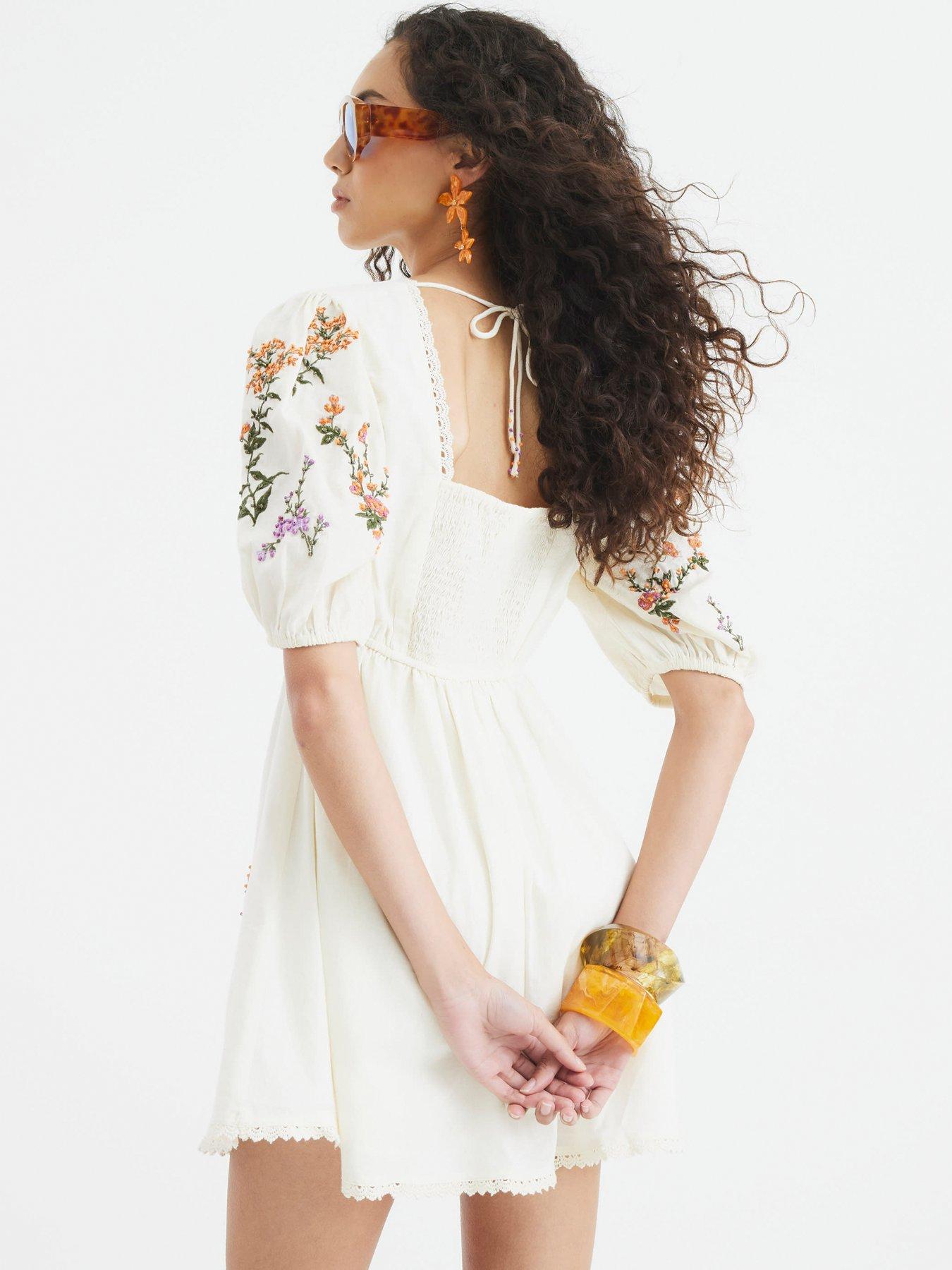 River Island Short Sleeve Linen Dress - White | Very Ireland