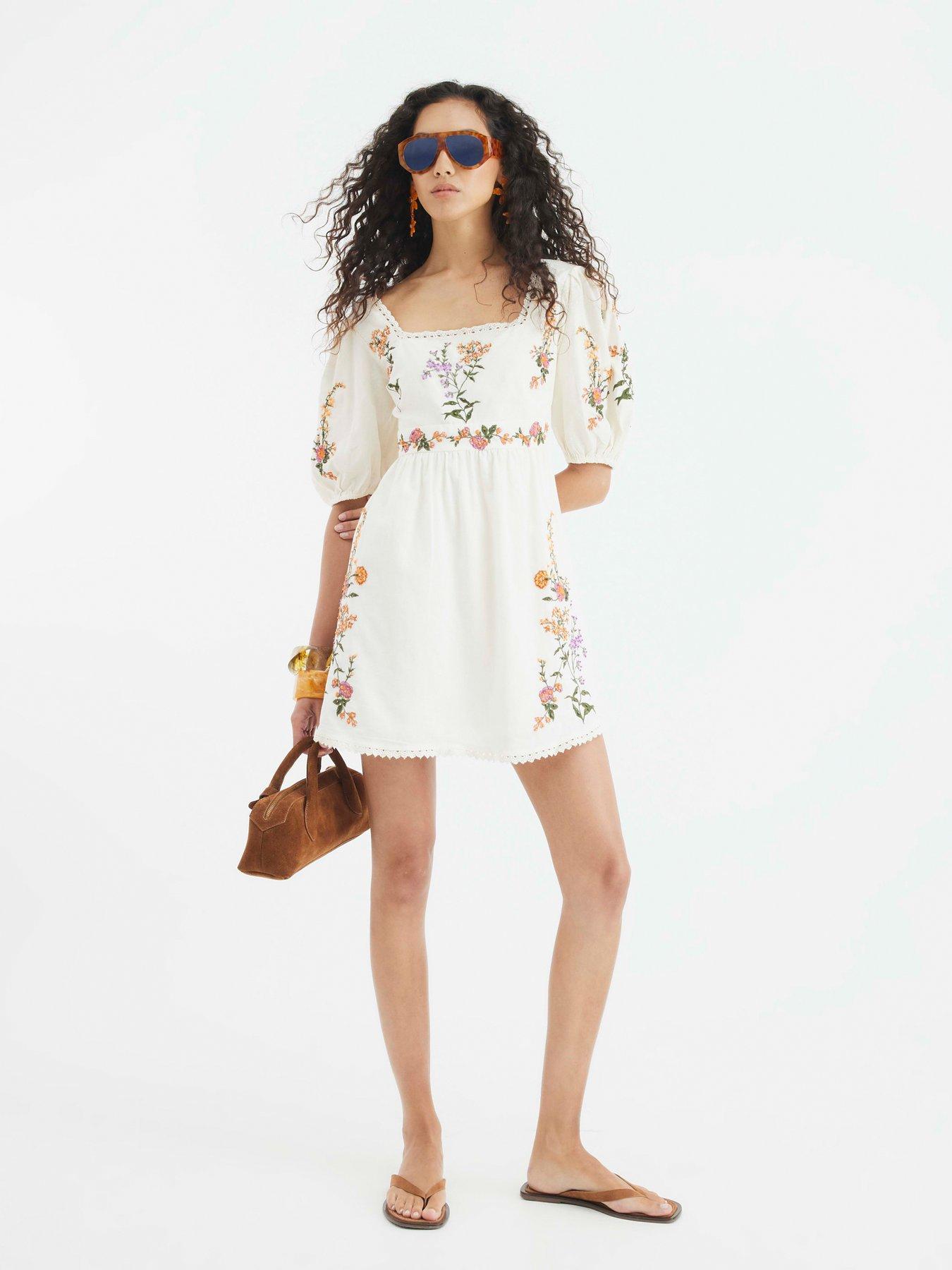 sachin and babi light blue dress Dresses | Off Shoulder Red Floral Embroidered Mexican Dress