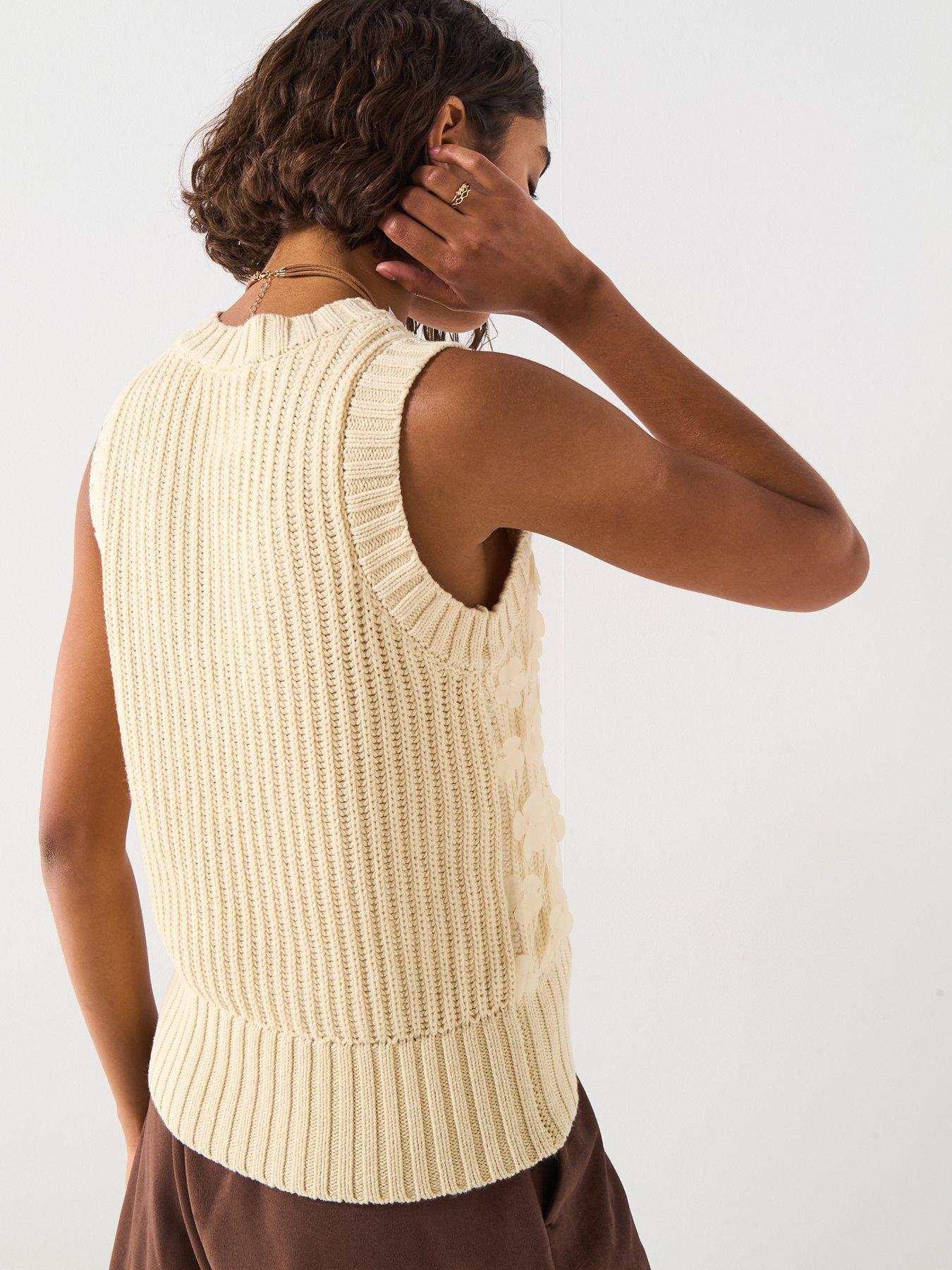 v-by-very-flower-embroidered-vest-creamstillFront