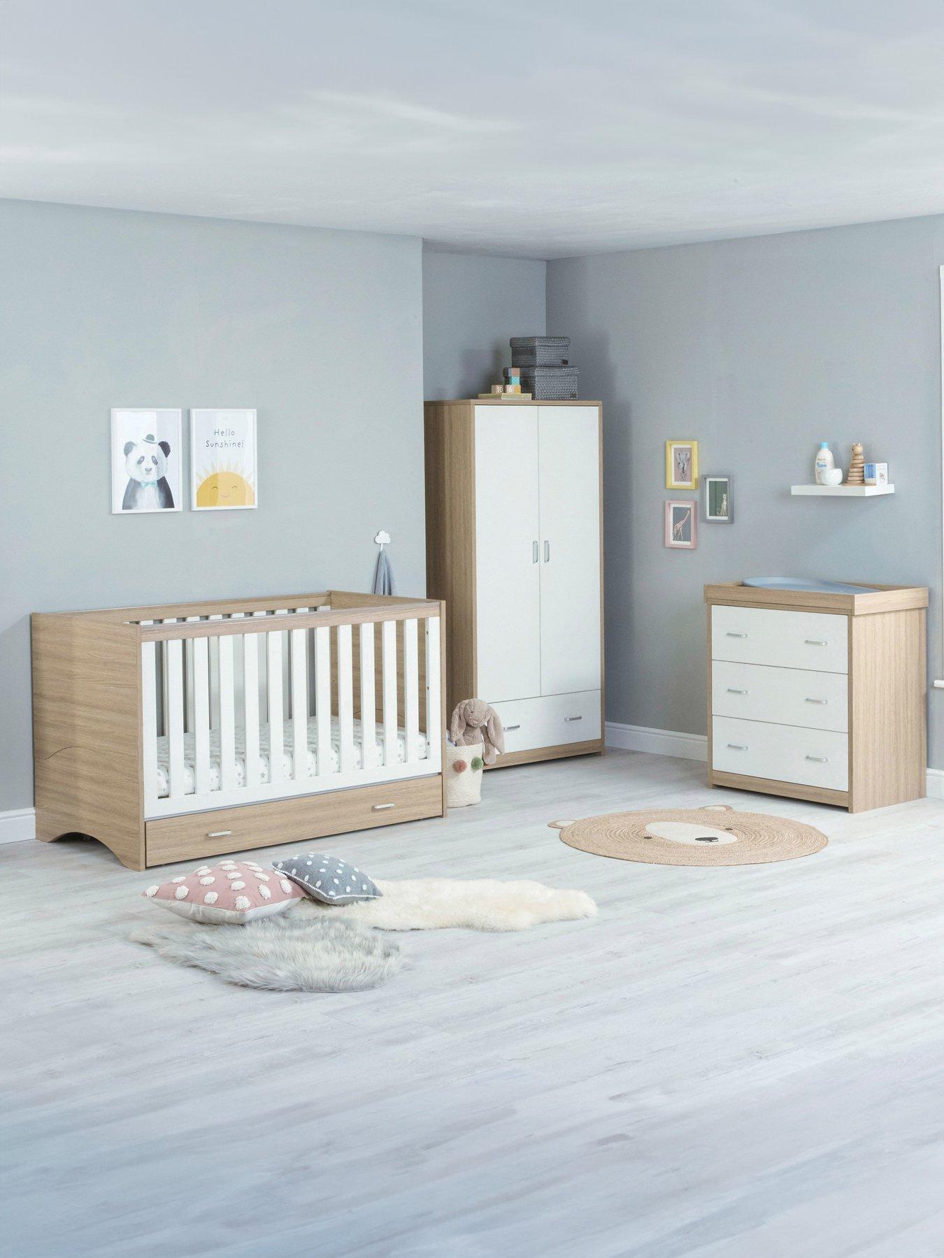 Image 1 of 6 of Babymore Veni 3 Piece Room Sets with Drawer - Oak White