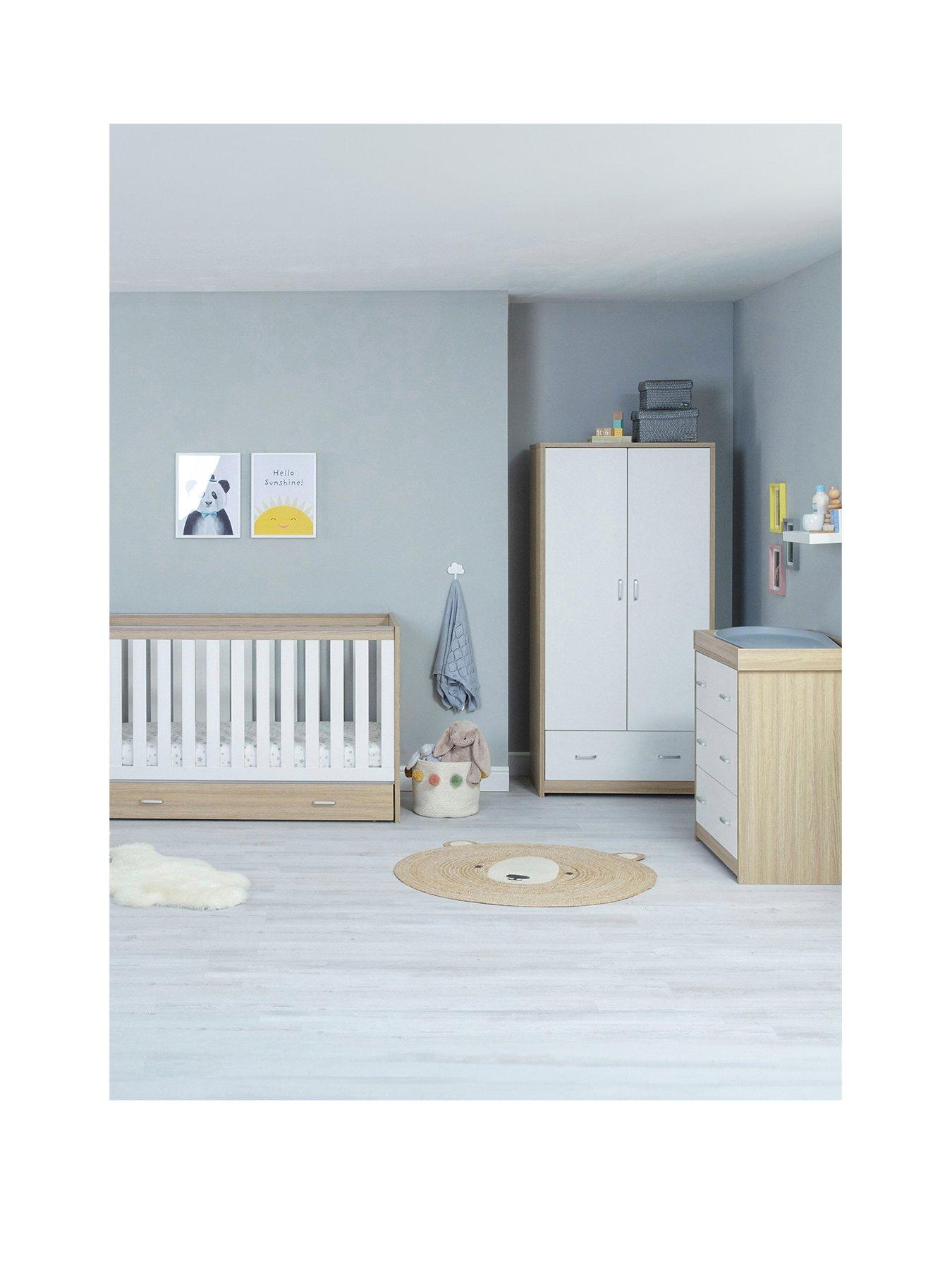 Image 2 of 6 of Babymore Veni 3 Piece Room Sets with Drawer - Oak White