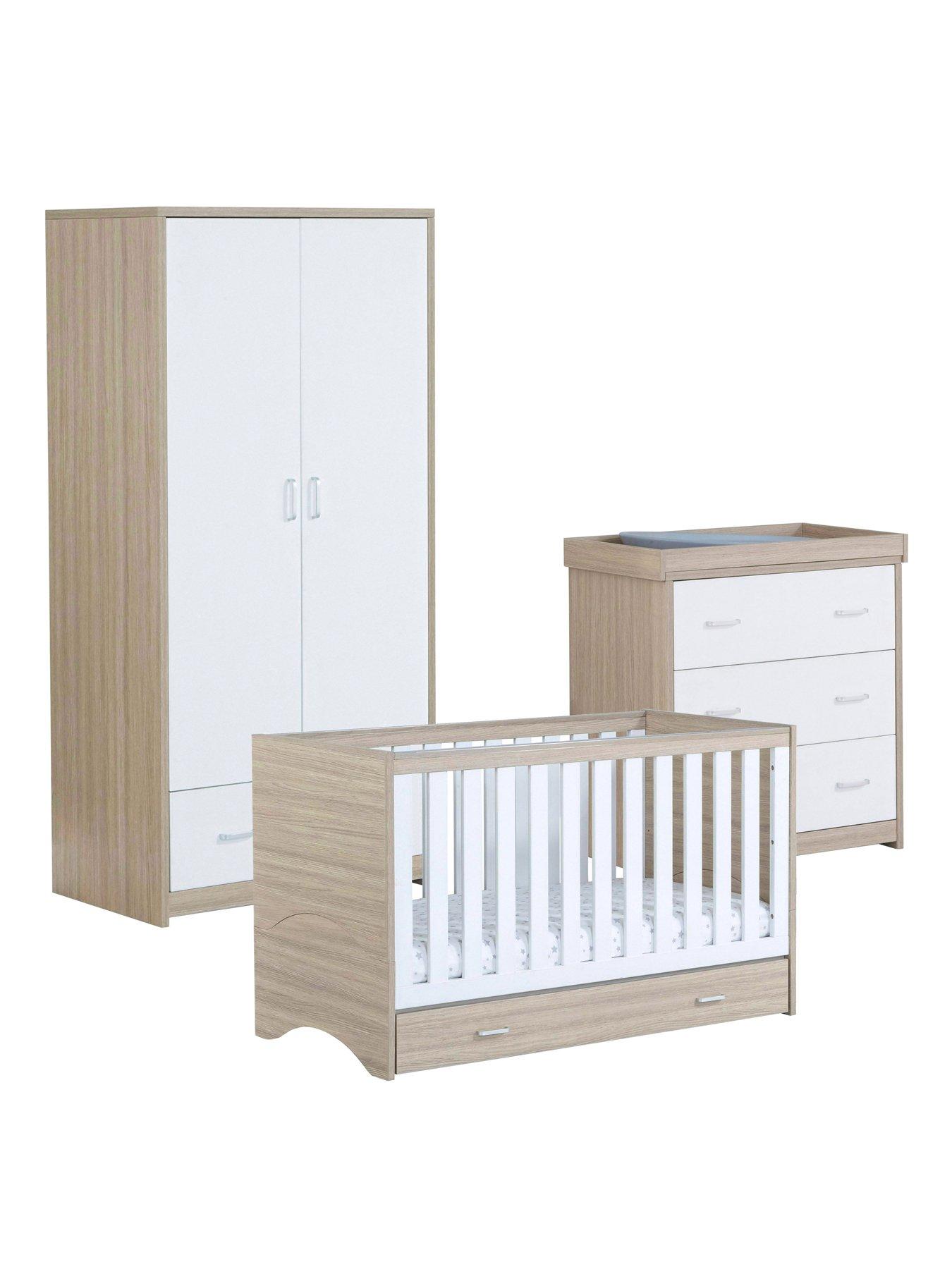Image 6 of 6 of Babymore Veni 3 Piece Room Sets with Drawer - Oak White