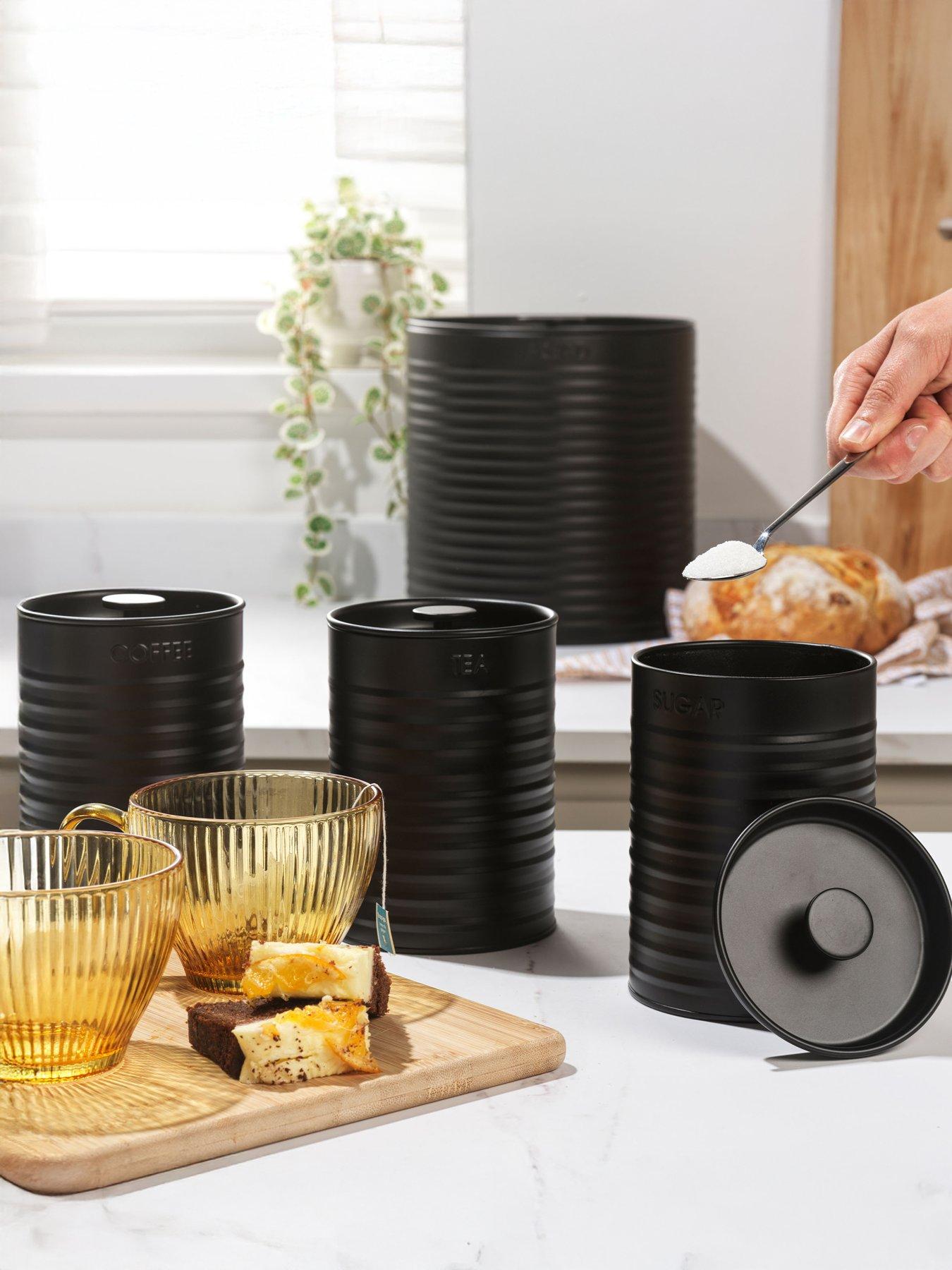 Russell Hobbs Ribbed 4 Piece Countertop Set in Black