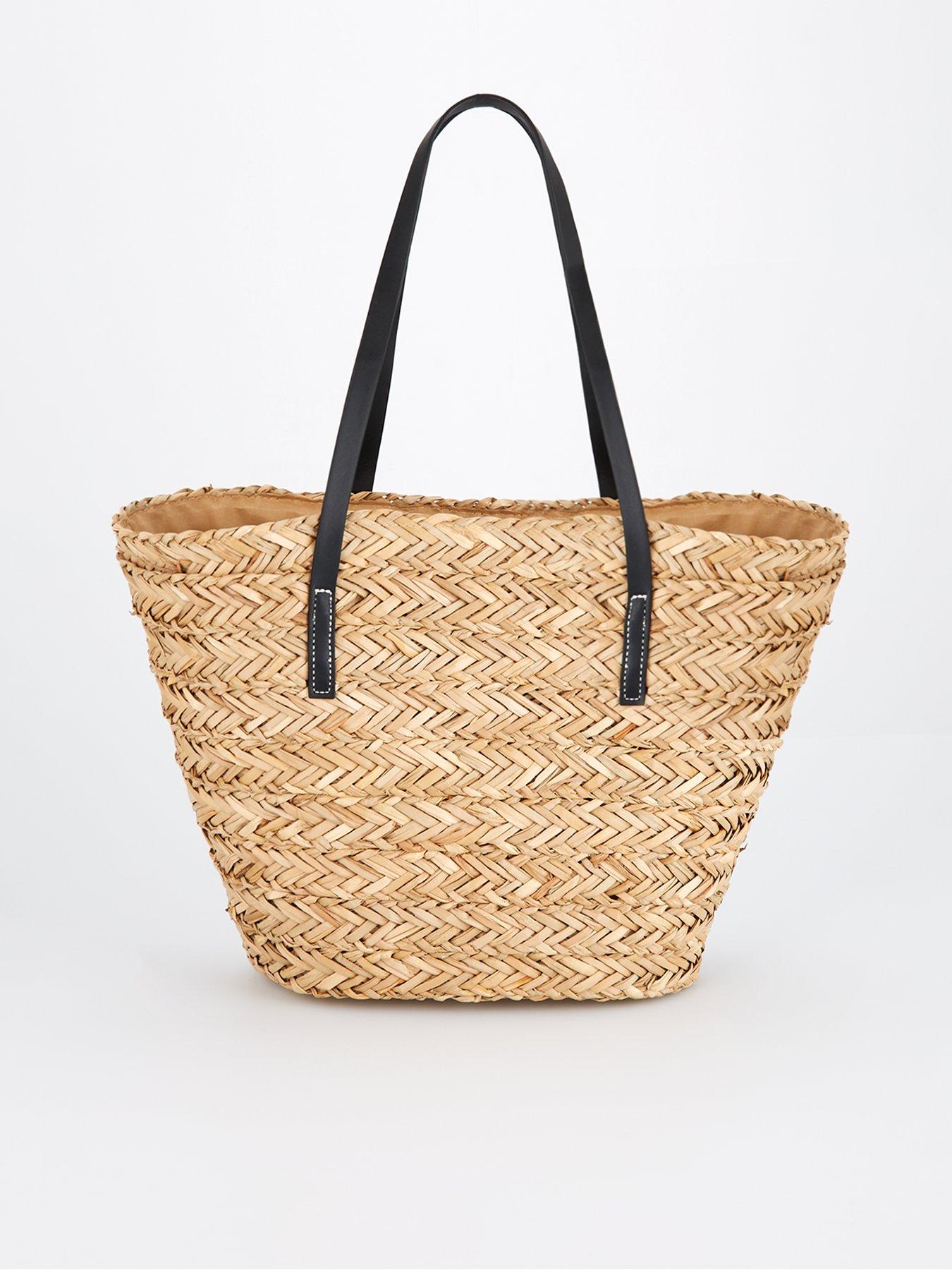 Image 1 of 5 of PIECES Woven Beach Shopper Bag - Brown