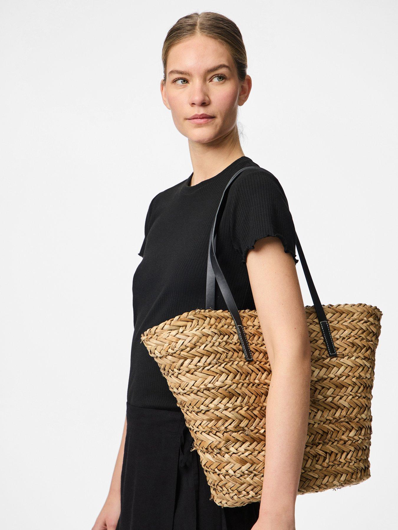 Image 2 of 5 of PIECES Woven Beach Shopper Bag - Brown
