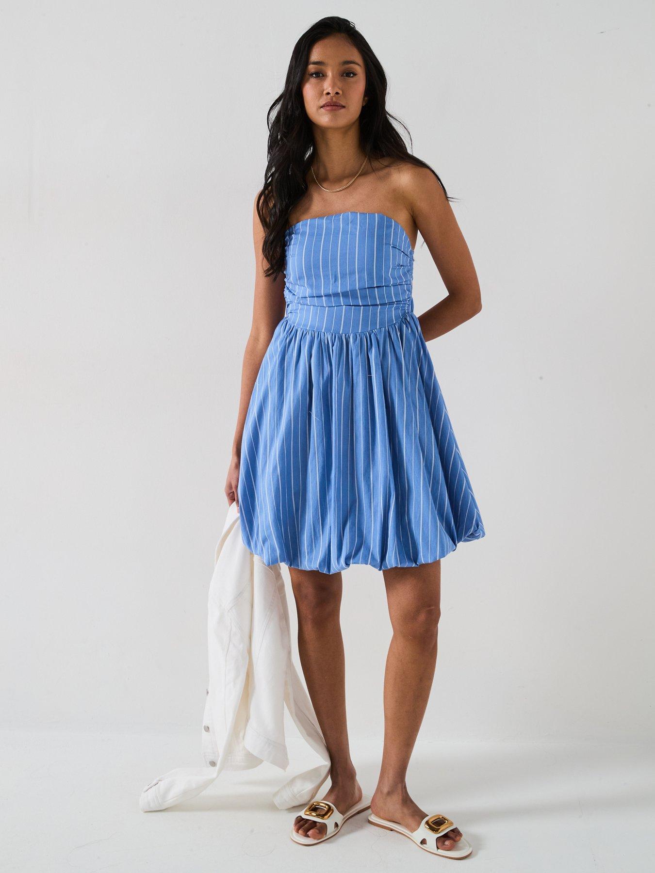 only-strapless-mini-dress-bluedetail