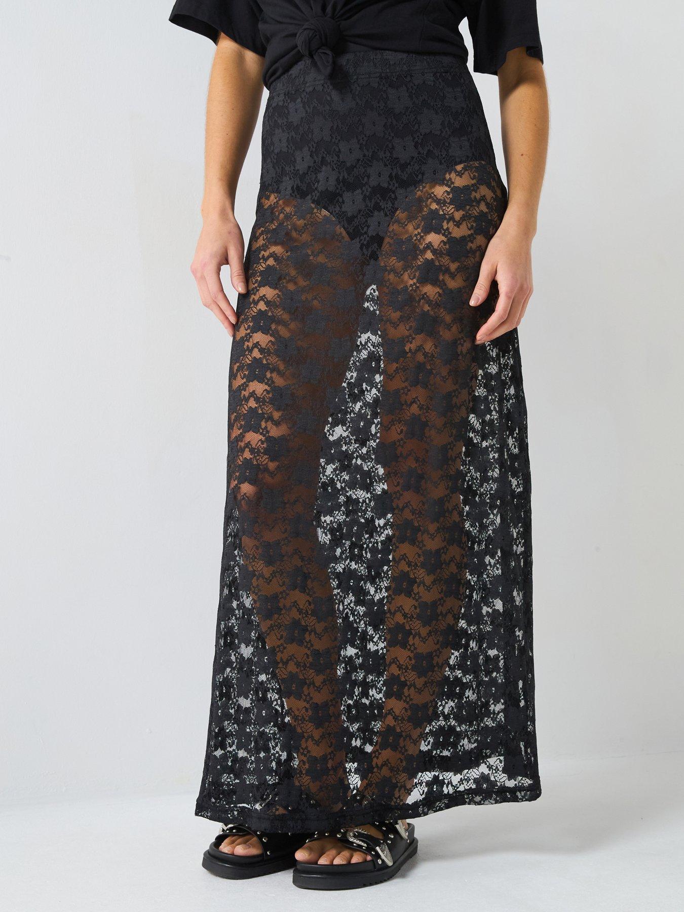 Only Lace Midi Skirt - Black
