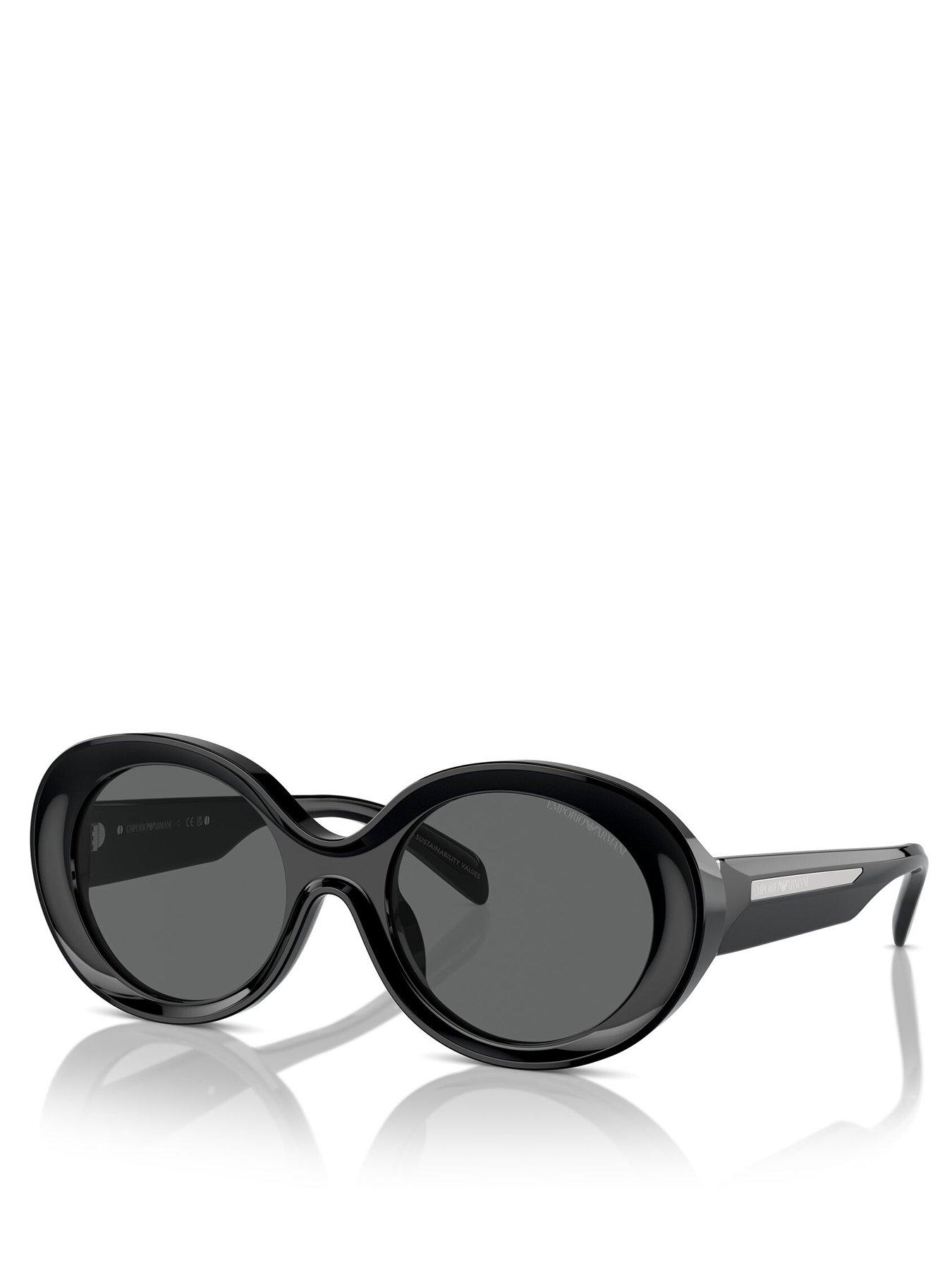 Image 1 of 4 of Emporio Armani Oval Frame Sunglasses- Black