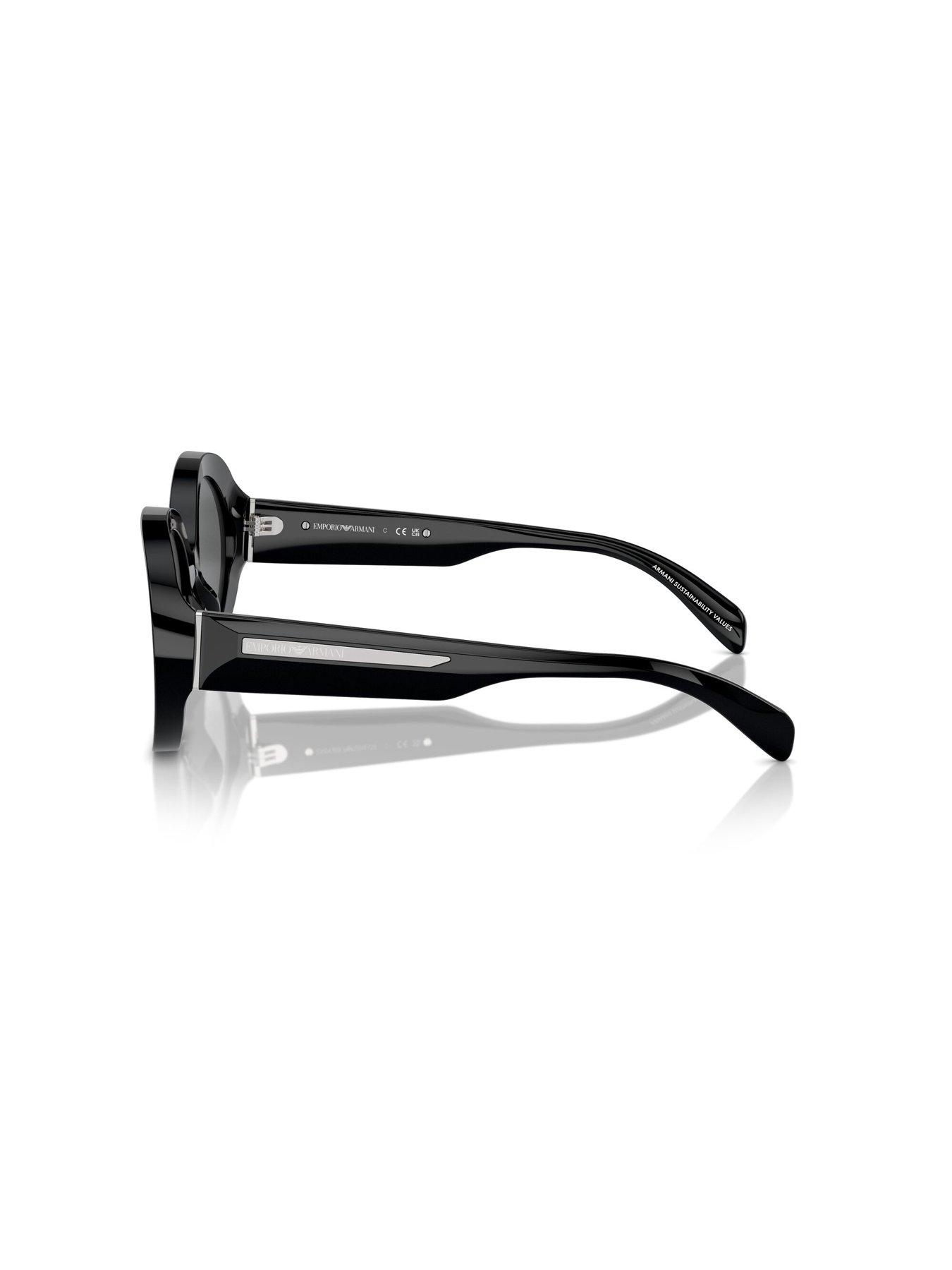 Image 2 of 4 of Emporio Armani Oval Frame Sunglasses- Black
